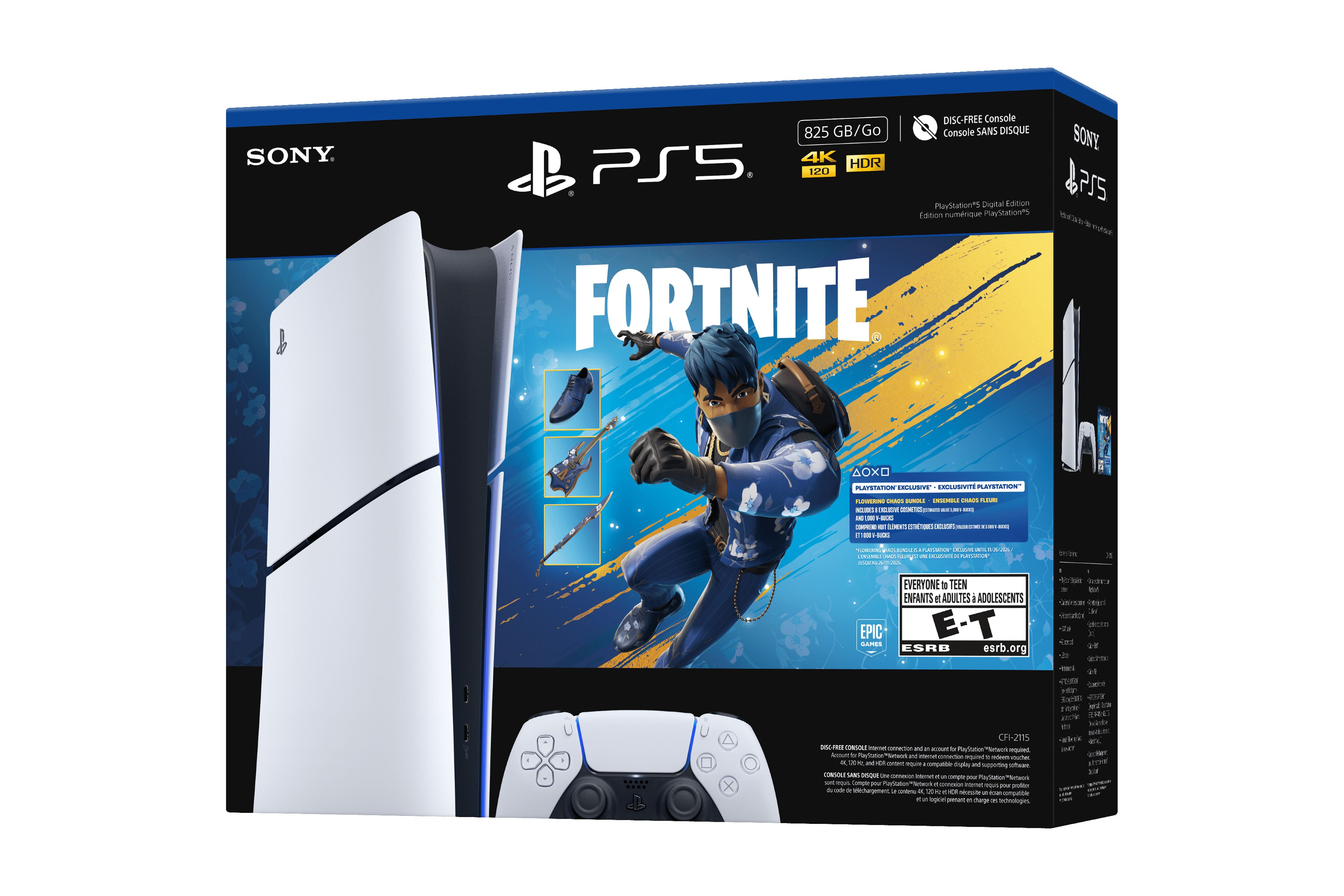 PlayStation 5 Digital Edition Console (825GB, White) - Fortnite Flowering Chaos Bundle 4tefn