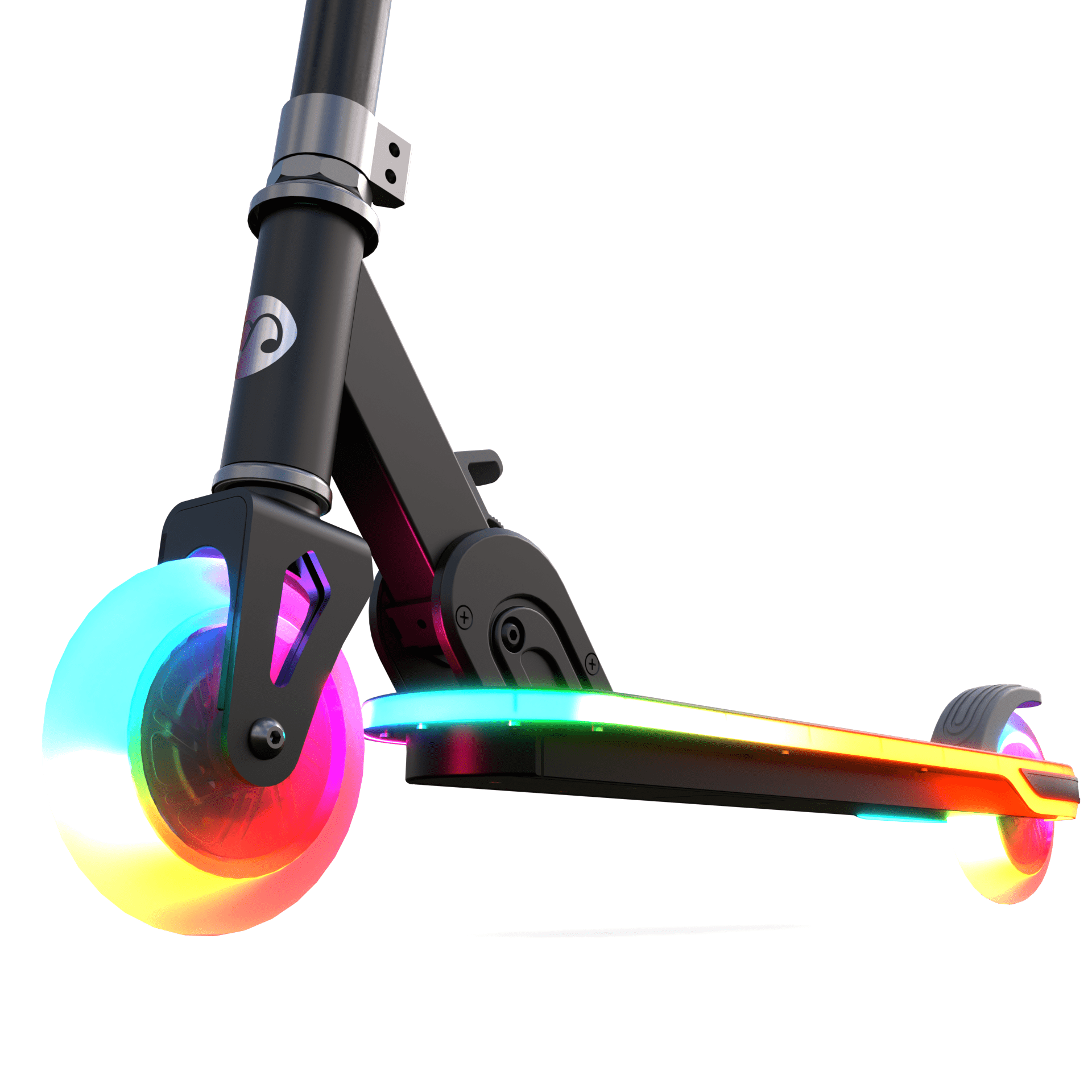 Melo Supernova Kick Scooter - Kids Folding LED Light-Up Scooter with Adjustable Handlebars (Black, 30 in) nimbb