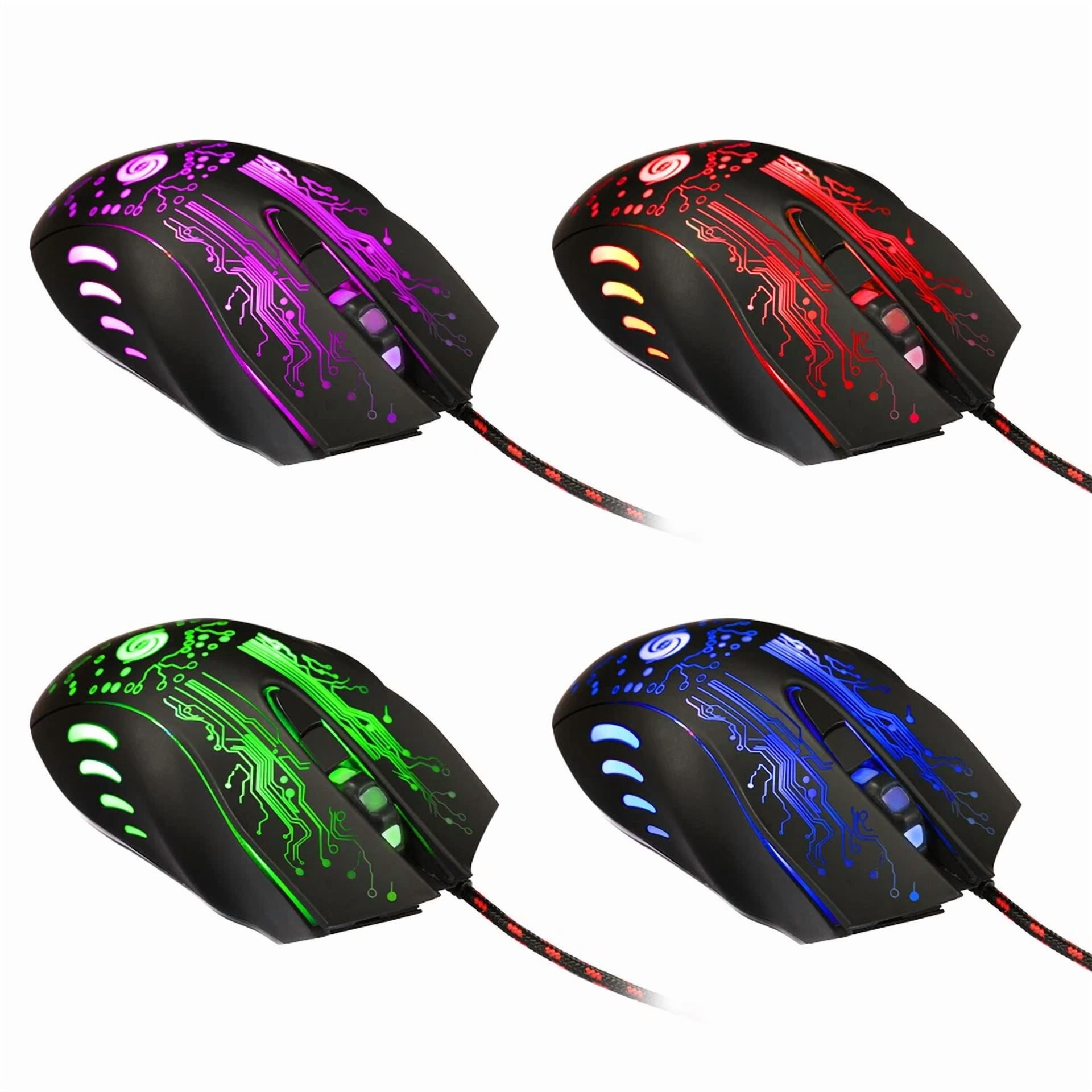 Rhea Gaming Mouse 6-Button USB Wired Optical Mouse with RGB Breathing Light and 3200 DPI (Black, 1 Count) 01f11
