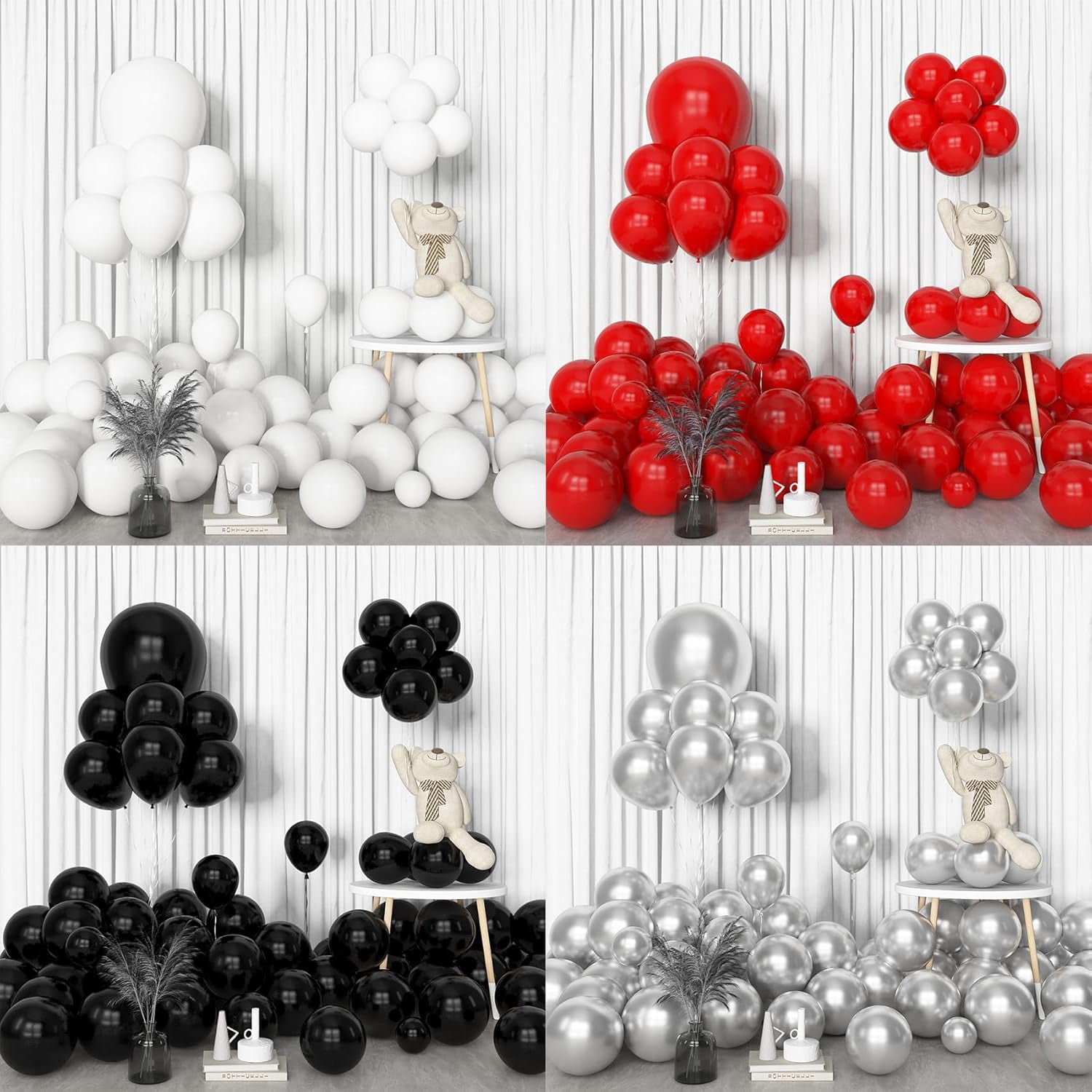 Generic Balloon Arch Garland Kit (153-Piece Set, Red Black White Silver Metallic Confetti Latex Balloons, 5 in to 18 in) 2th79