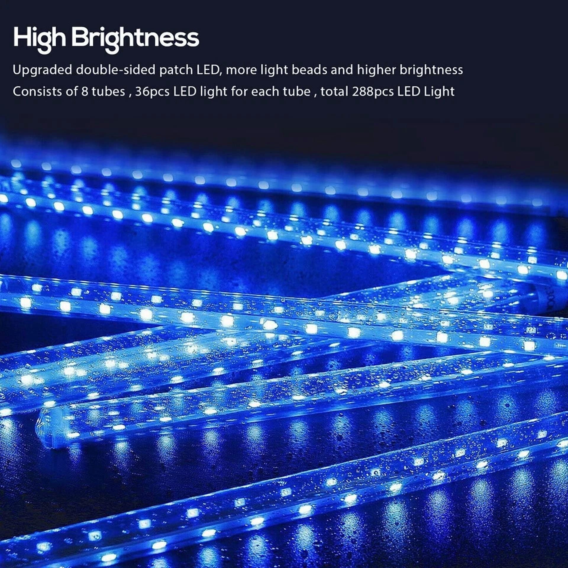 Purely Elizabeth 288 LED Meteor Shower Rain Lights Outdoor Decorative String Lighting (White, 8 Pack) tl88o