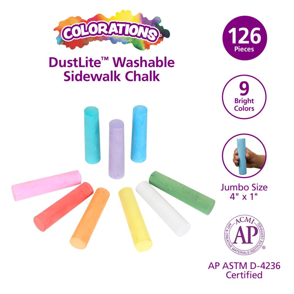 Colorations DustLite Washable Sidewalk Chalk Set (Multicolor, 126 Pieces) tmpr7