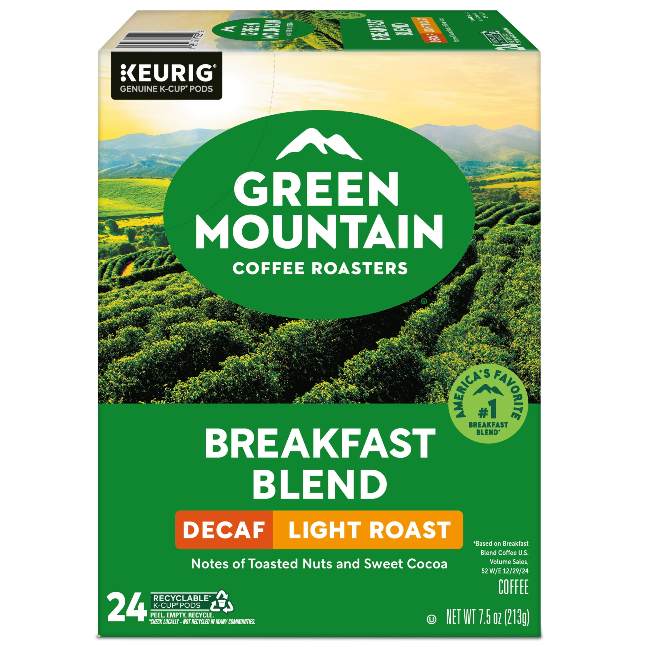 Green Mountain Coffee Roasters Decaf Breakfast Blend Light Roast Coffee Pods (24 Count) xdi2k