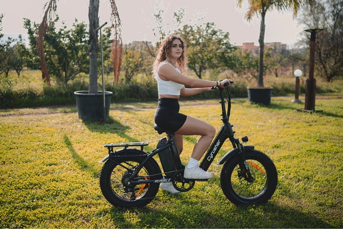 Cyrusher Rumble Electric Bike 500W Motor 48V 18Ah Step-Through E-Bike (White, 20 in) 6ucew