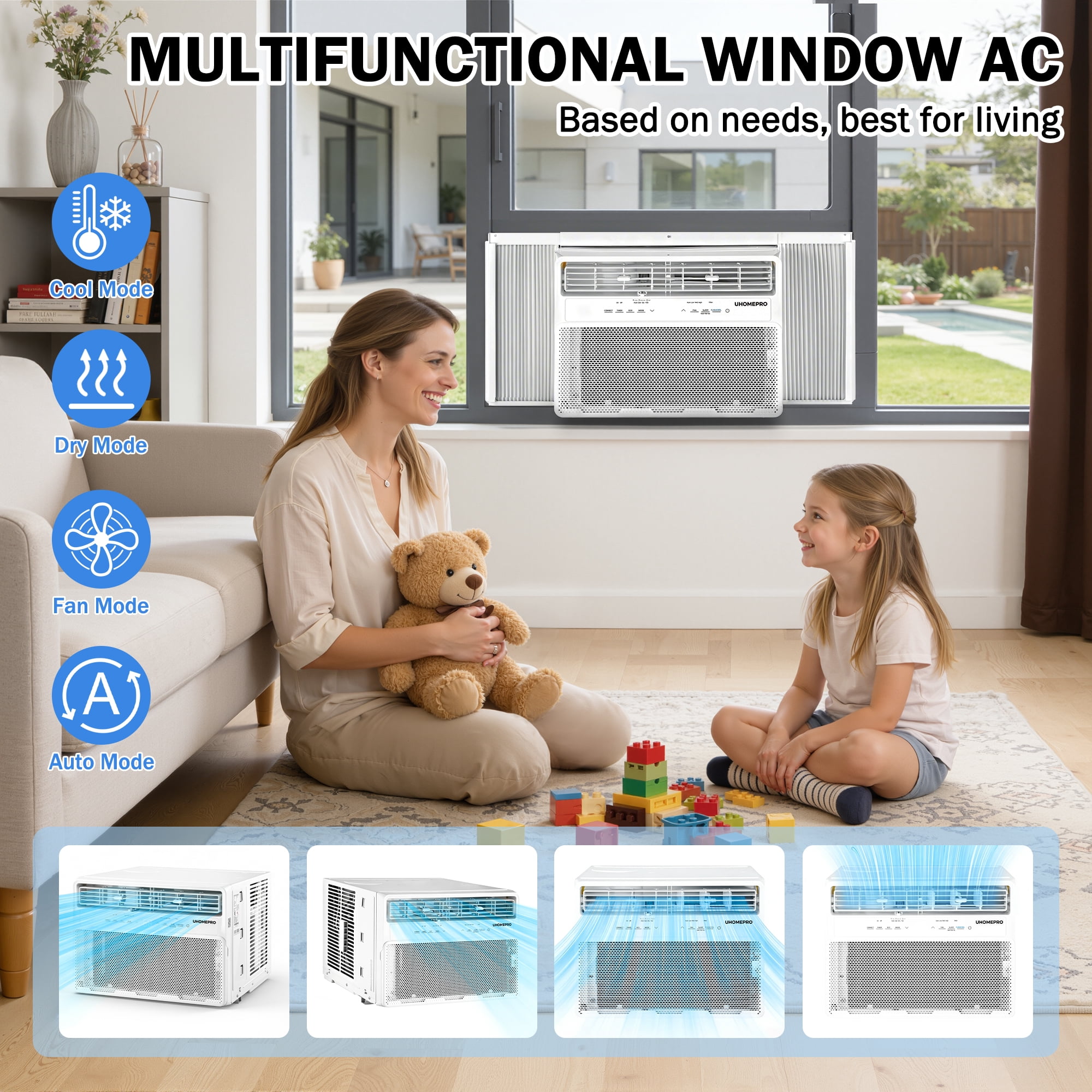 Seizeen 12000 BTU Inverter Window Air Conditioner, Smart WiFi Control, Quiet Cooling for Rooms up to 550 sq.ft. (White, 12000 BTU) er831