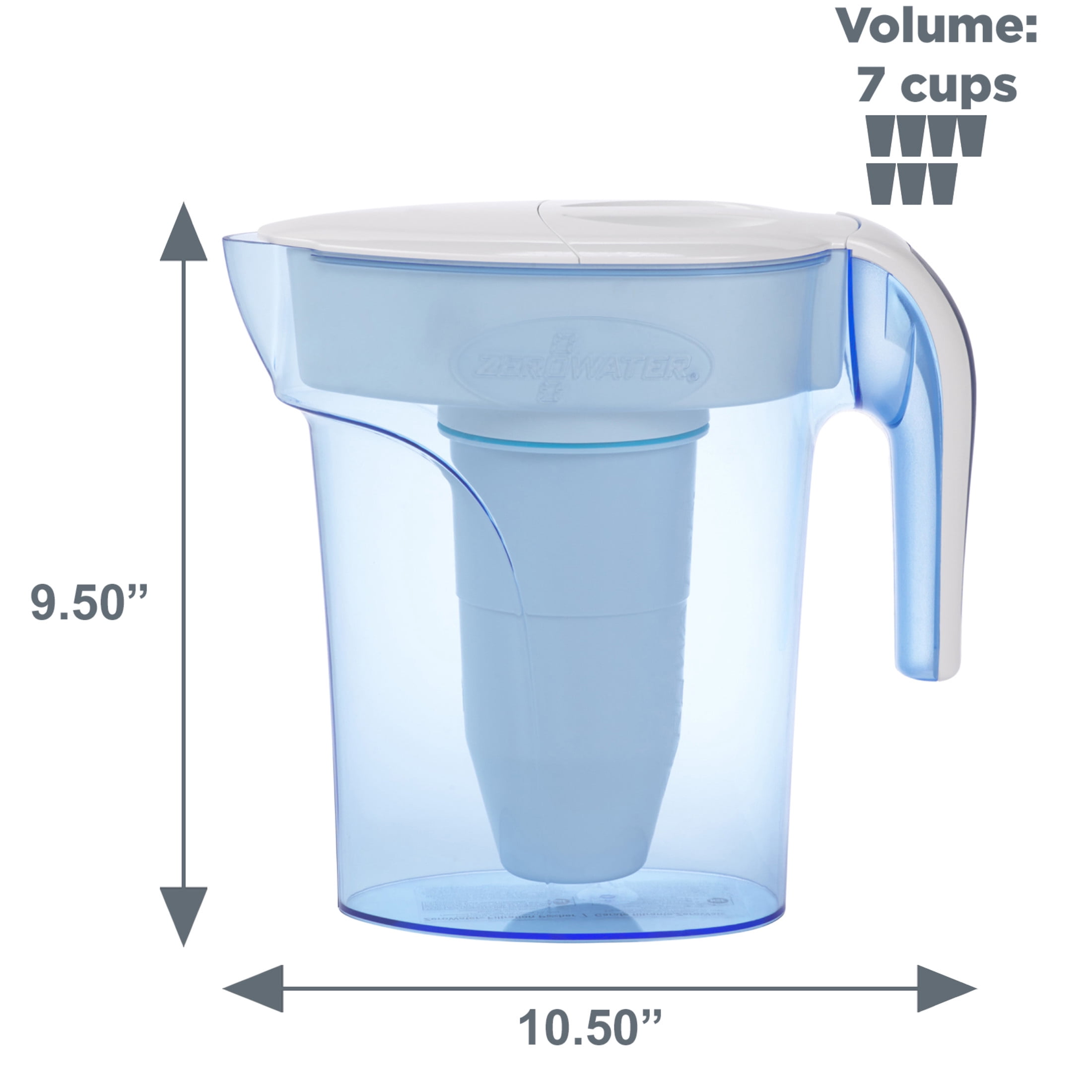 ZeroWater 7 Cup 5-Stage Ready-Pour Water Filter Pitcher (Blue, 7 Cup) pmff4