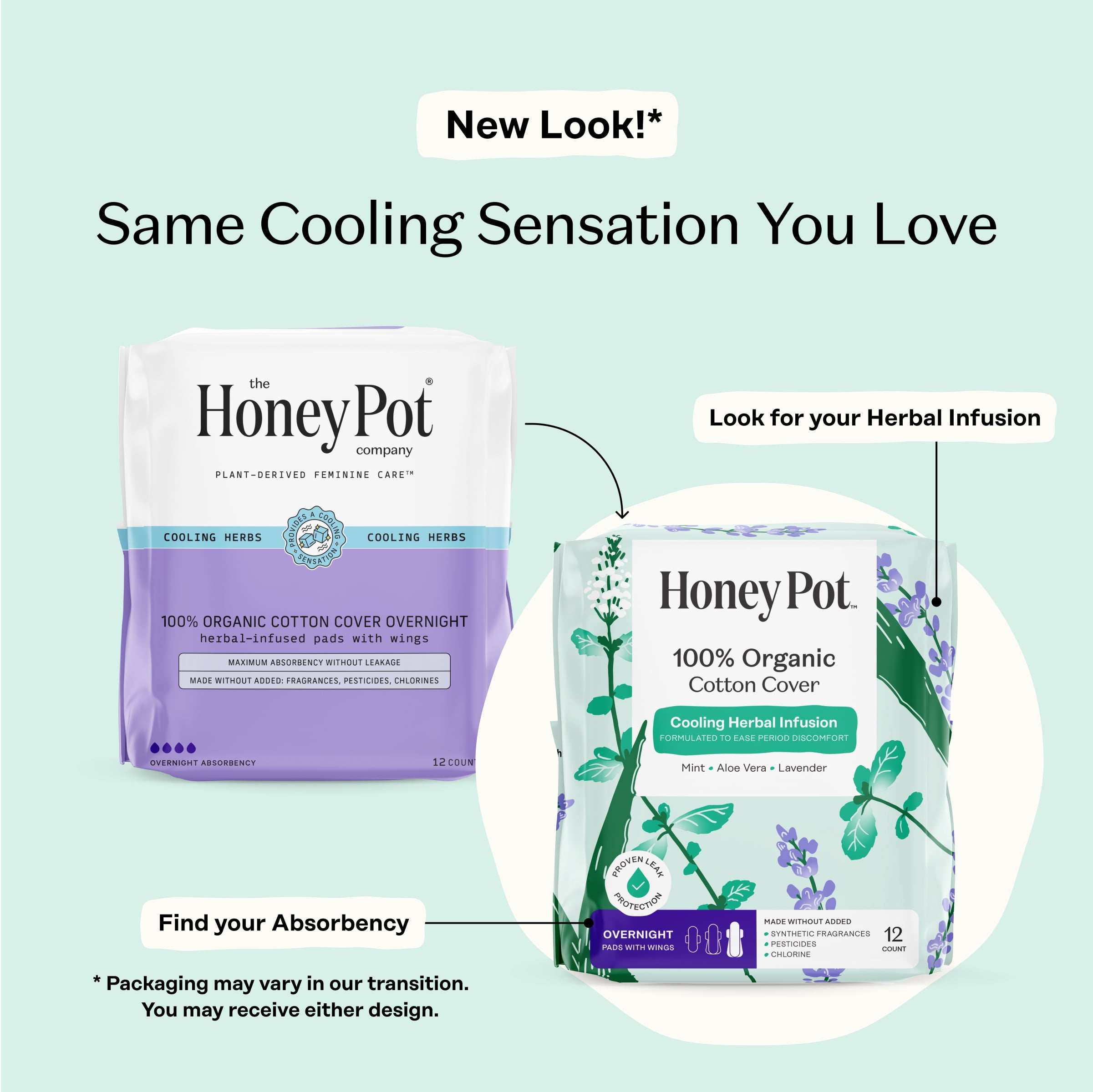 Honey Pot Organic Cotton Cover Herbal Infused Overnight Pads with Wings (12 Count) a0wwu