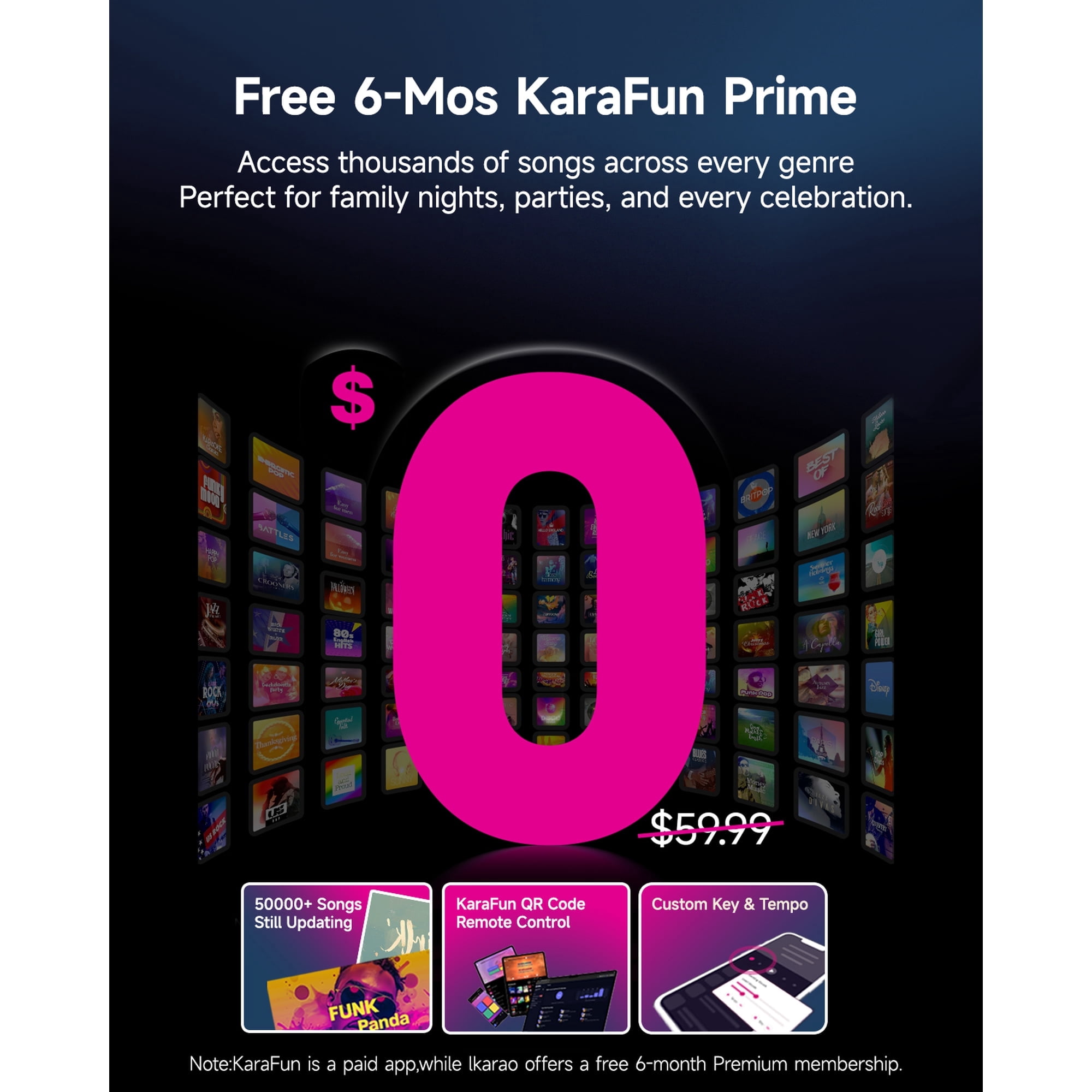 Ikarao Smart Karaoke Machine with 10.1 in Screen, 2 Wireless Microphones, Portable Bluetooth Speaker (Black) 05swp