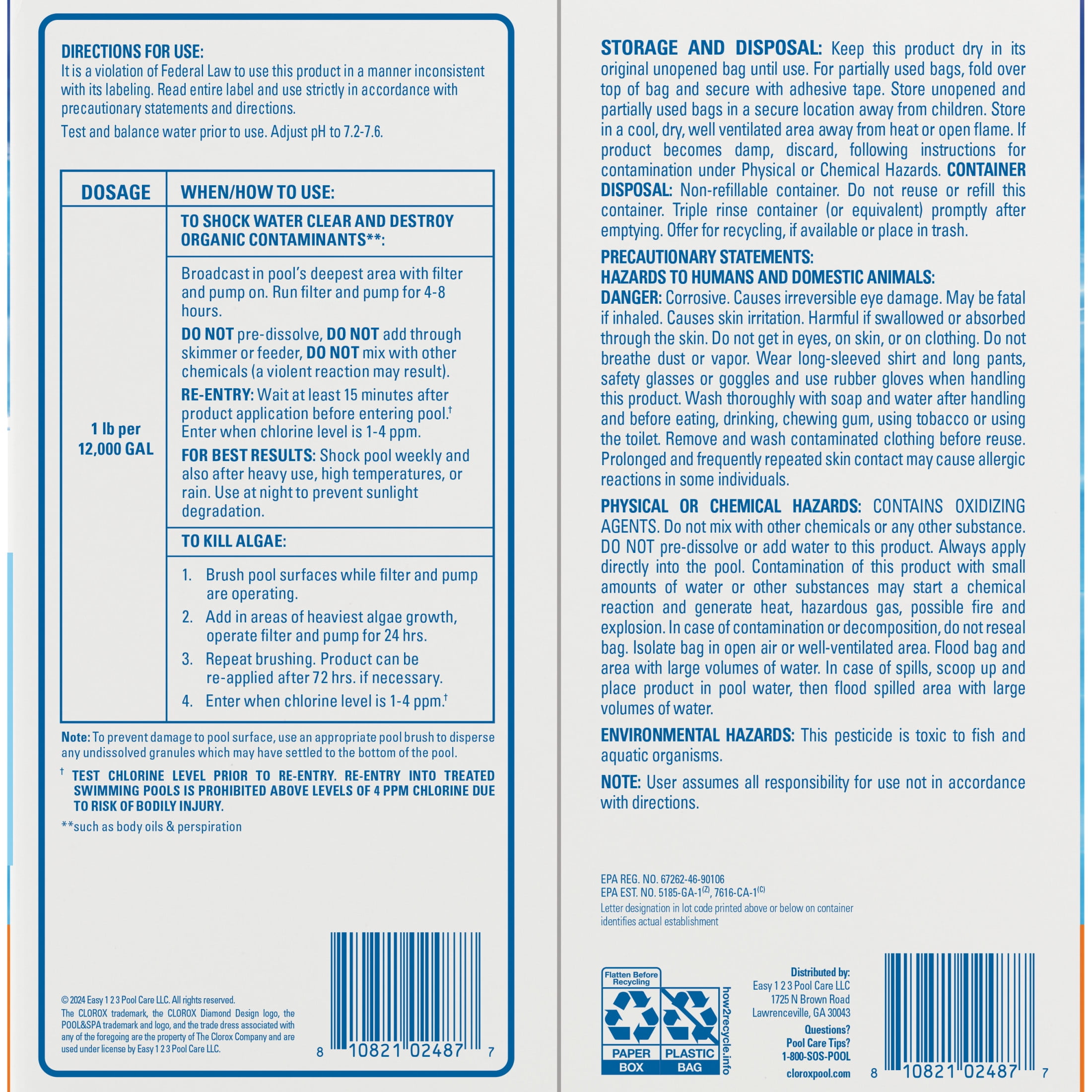 Clorox Pool&Spa Shock XtraBlue Algae-Fighting Pool Treatment (6 Pack) gdyaa