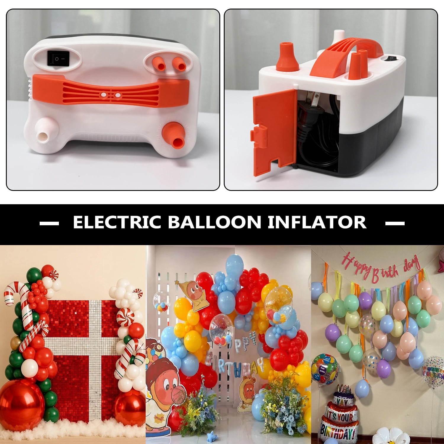 Generic Dual Nozzle Portable Electric Balloon Pump Fast Inflator for Party Decorations (White, 1 Unit) nz4v0