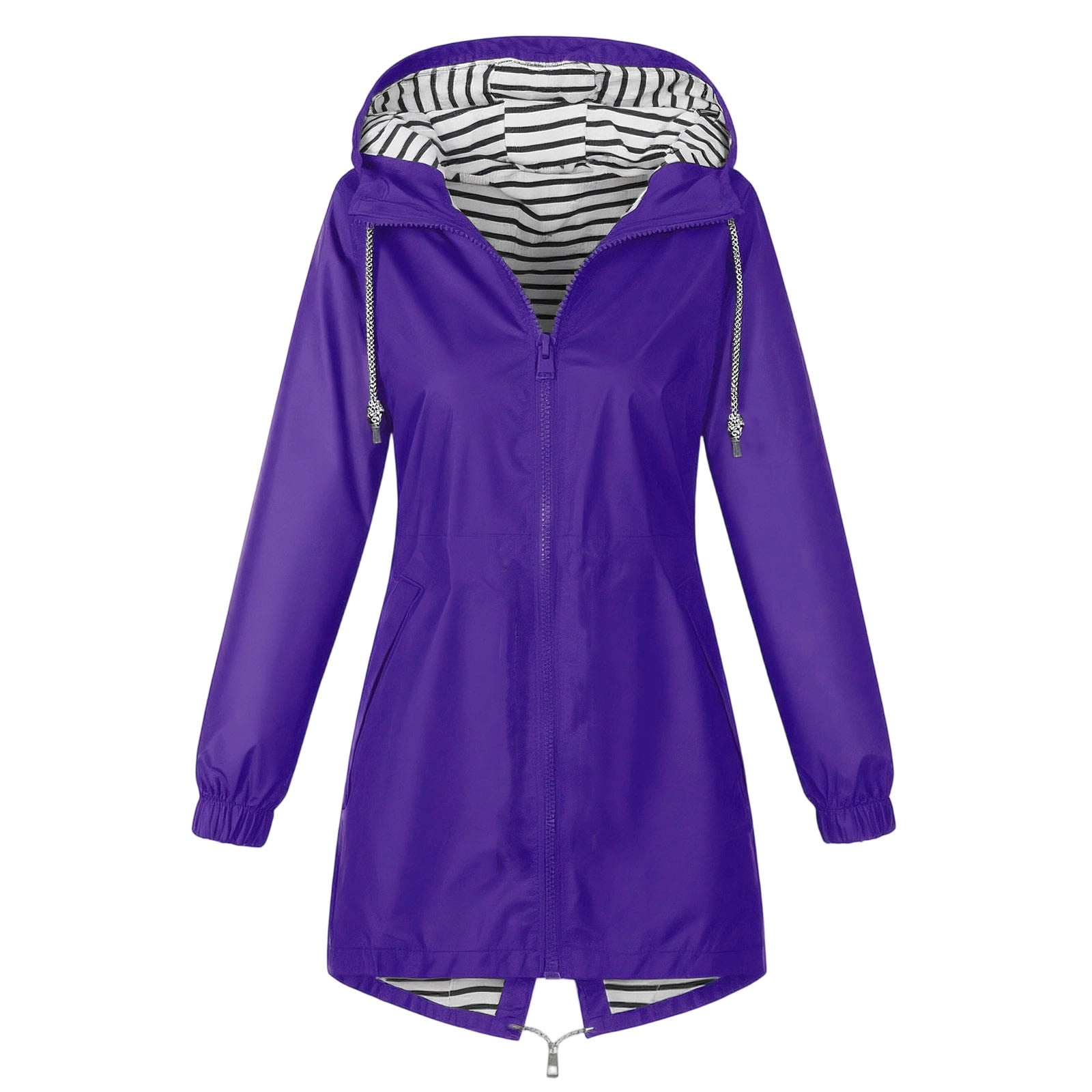 Sevevn Women's Waterproof Lightweight Rain Jacket with Hood and Pockets (Purple, L) bqw5c