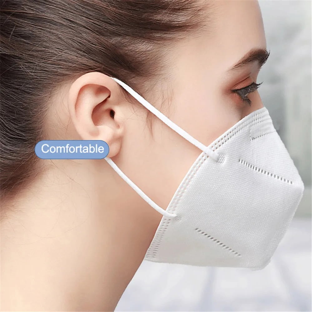Generic Adult Protective Face Mask 5-Layer Filtration Breathable Safety Cover (White, 50 Pack) beifa