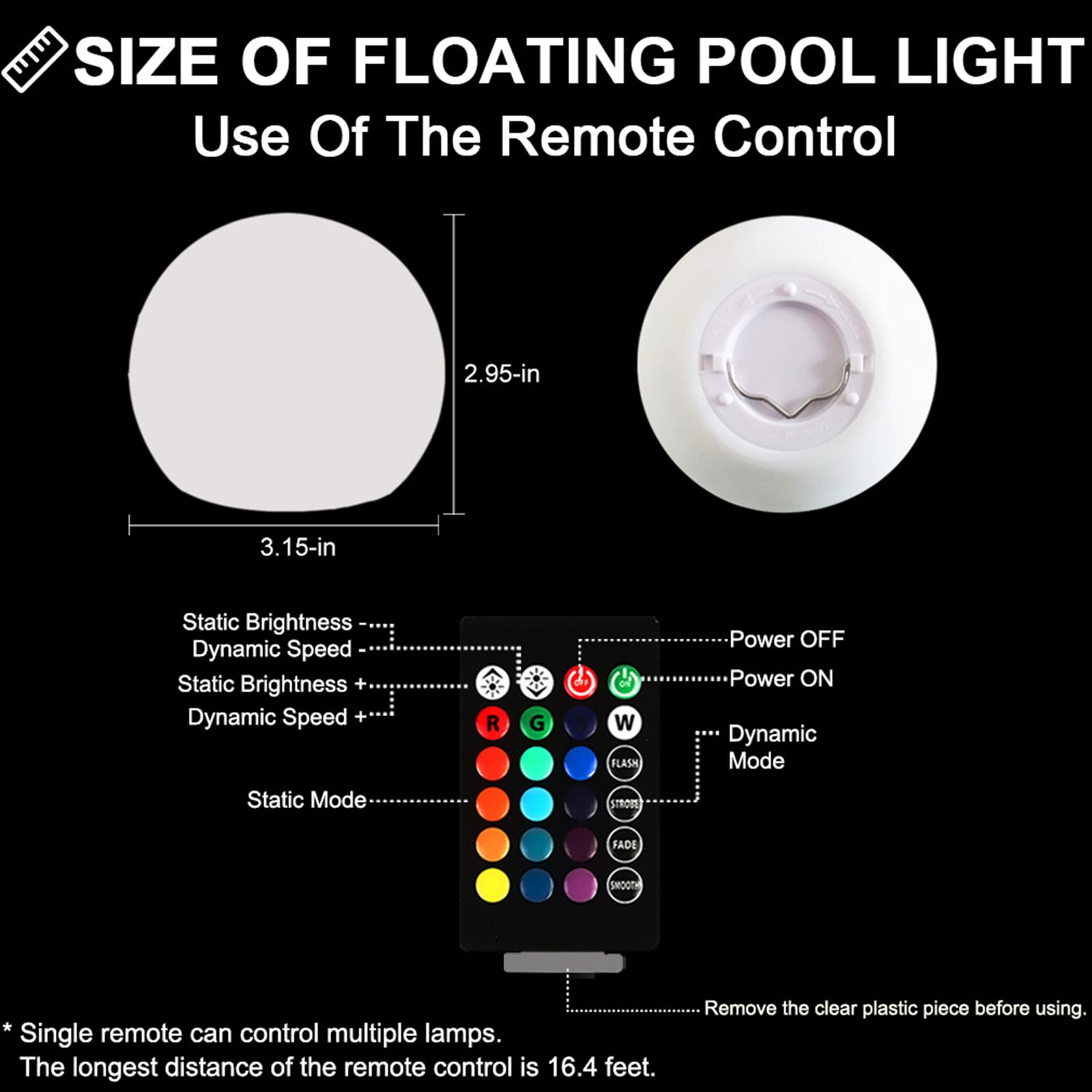 Cakiesky Floating LED Orb Light, Waterproof RGB Color Changing Pool Decor with Remote Control (Multi-color, 3.14 in) fz3q4
