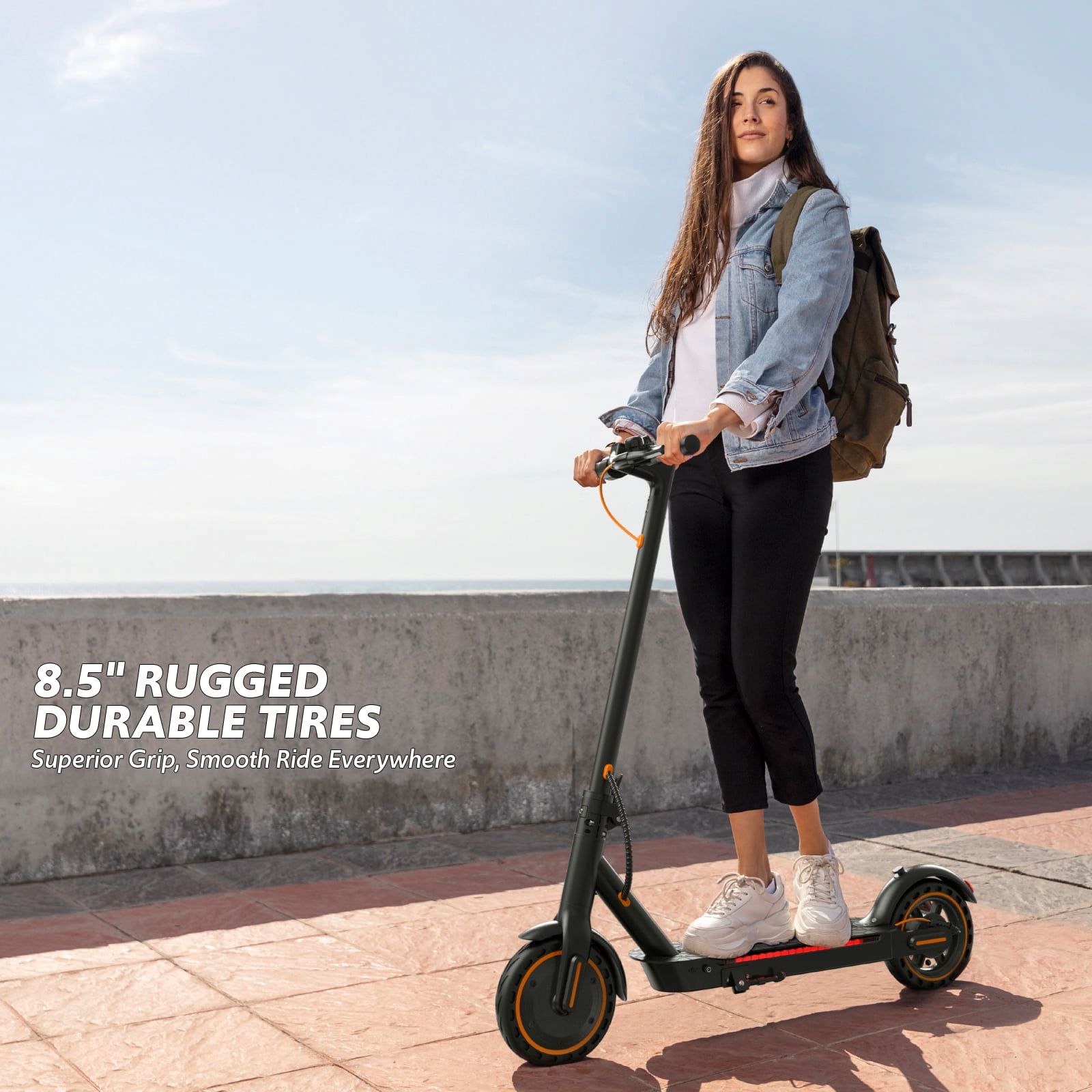 OSBOO Electric Scooter for Adults, Foldable Commuter E-Scooter with App Control & LED Lights (Black, 31 lbs) r0gep