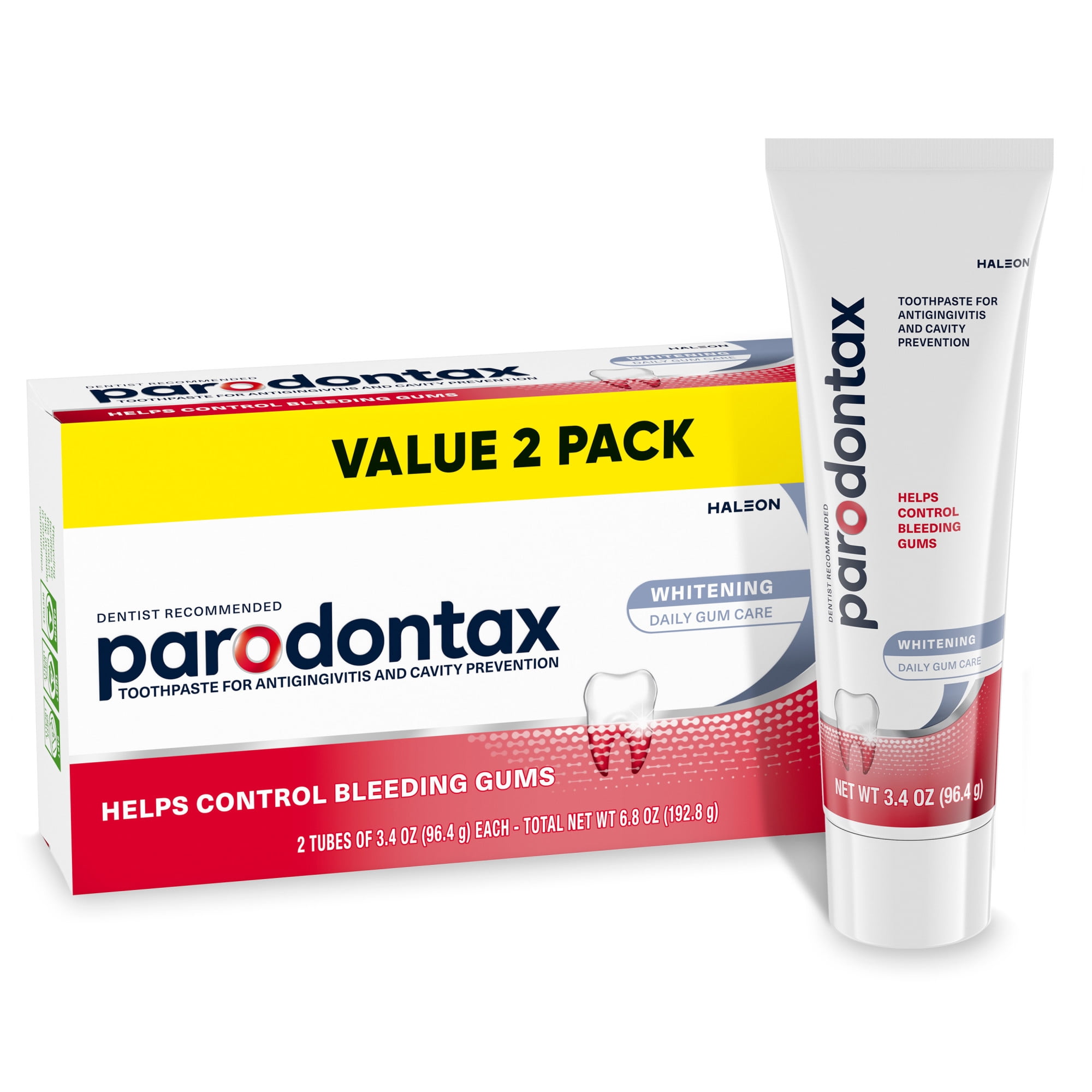 Parodontax Teeth Whitening Toothpaste for Bleeding Gums (Unflavored, 6.8 oz, 2 Pack) 0f7ua
