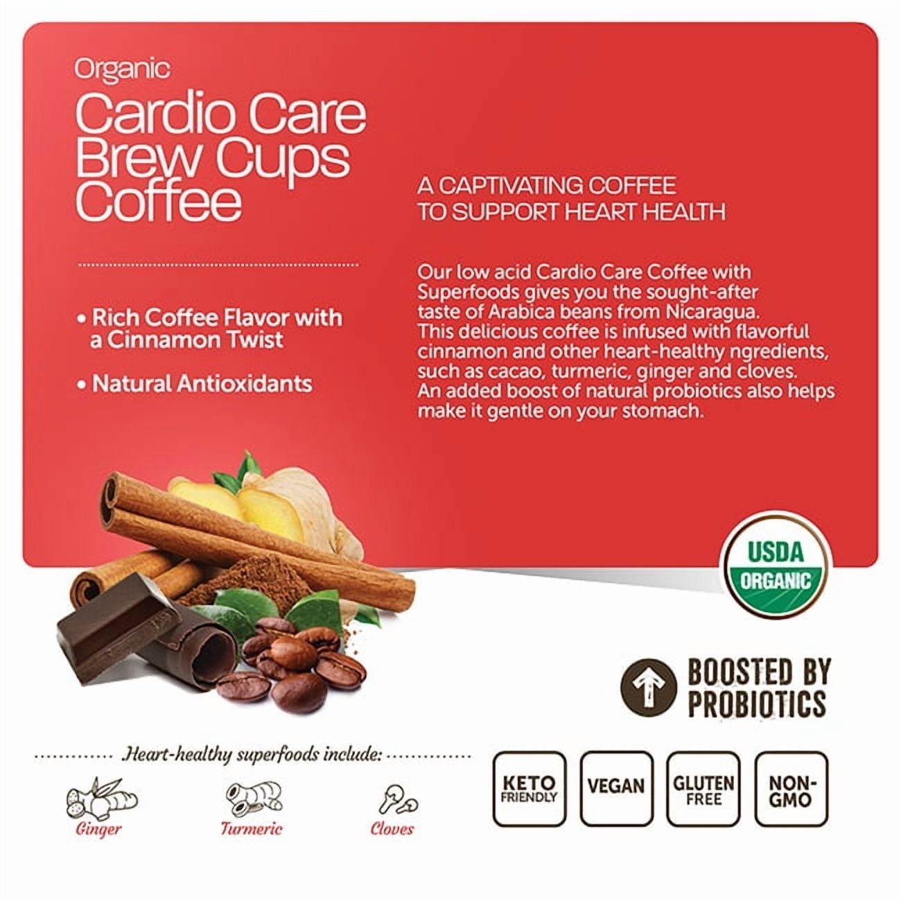 BareOrganics Cardio Care Organic Coffee Pods with Probiotics and Superfoods (10 Count, 4.87 oz) lep8f