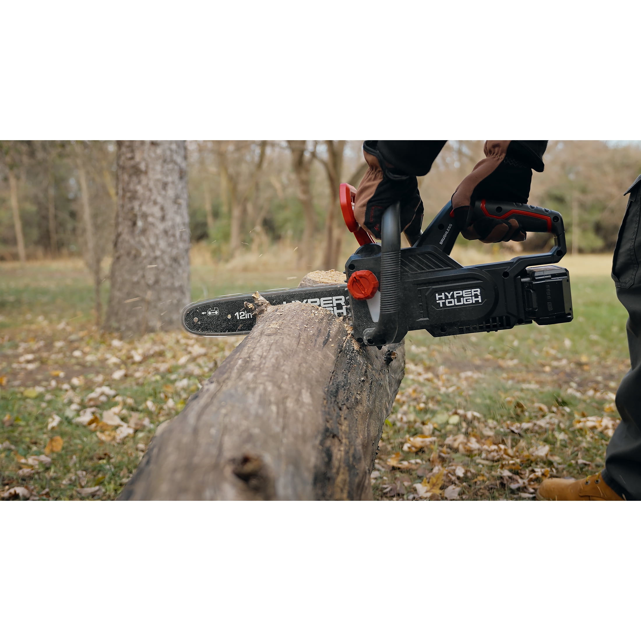Hyper Tough 12 in 20V Brushless Cordless Chainsaw with 4.0Ah Battery and Charger (Black, 12 in) h7fz2