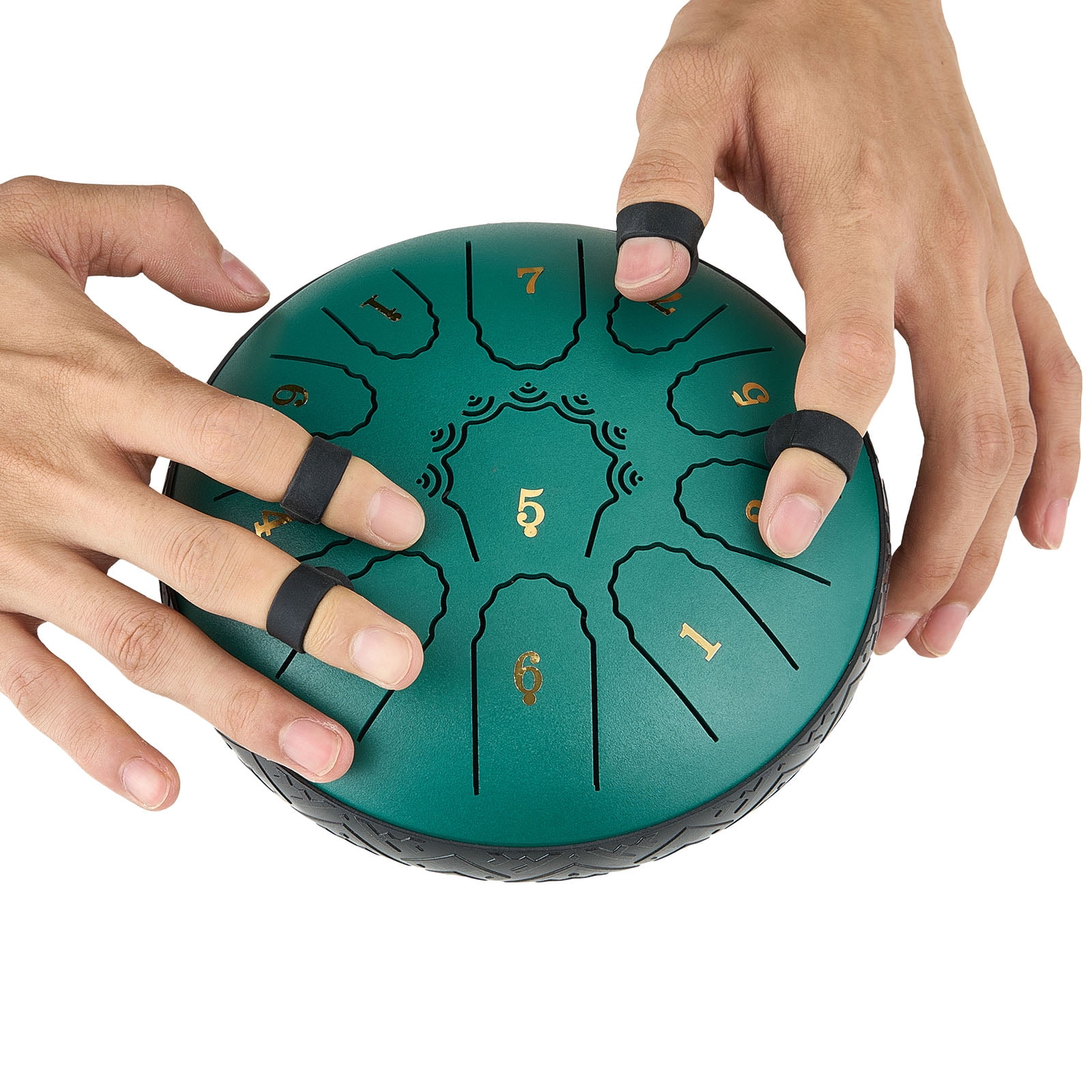 VEVOR Steel Tongue Drum, 11-Note Percussion Instrument for Meditation and Yoga (Green, 6 in) 7d9sf