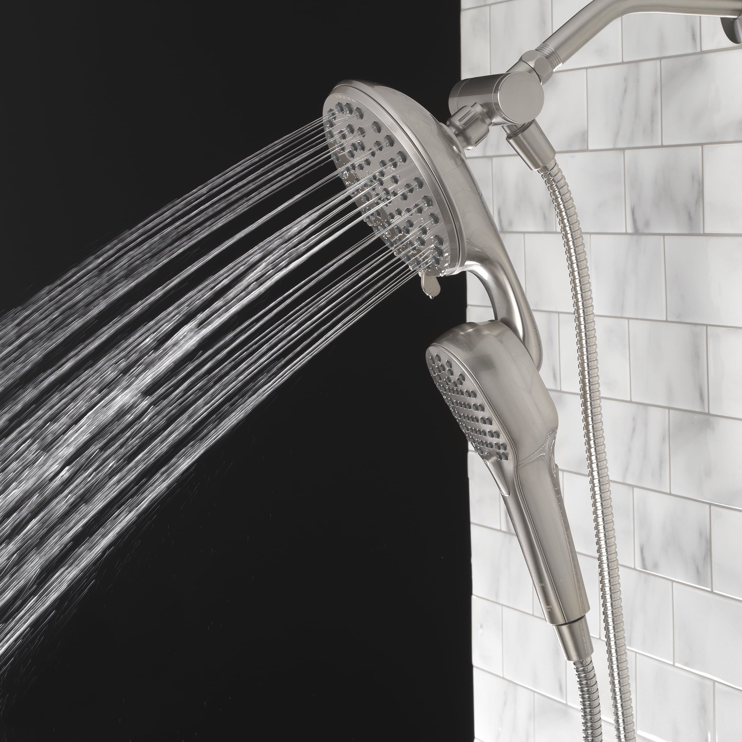 Better Homes & Gardens Magnetic Dual Showerhead Combo (Satin Nickel, 72 in Hose) a5esw