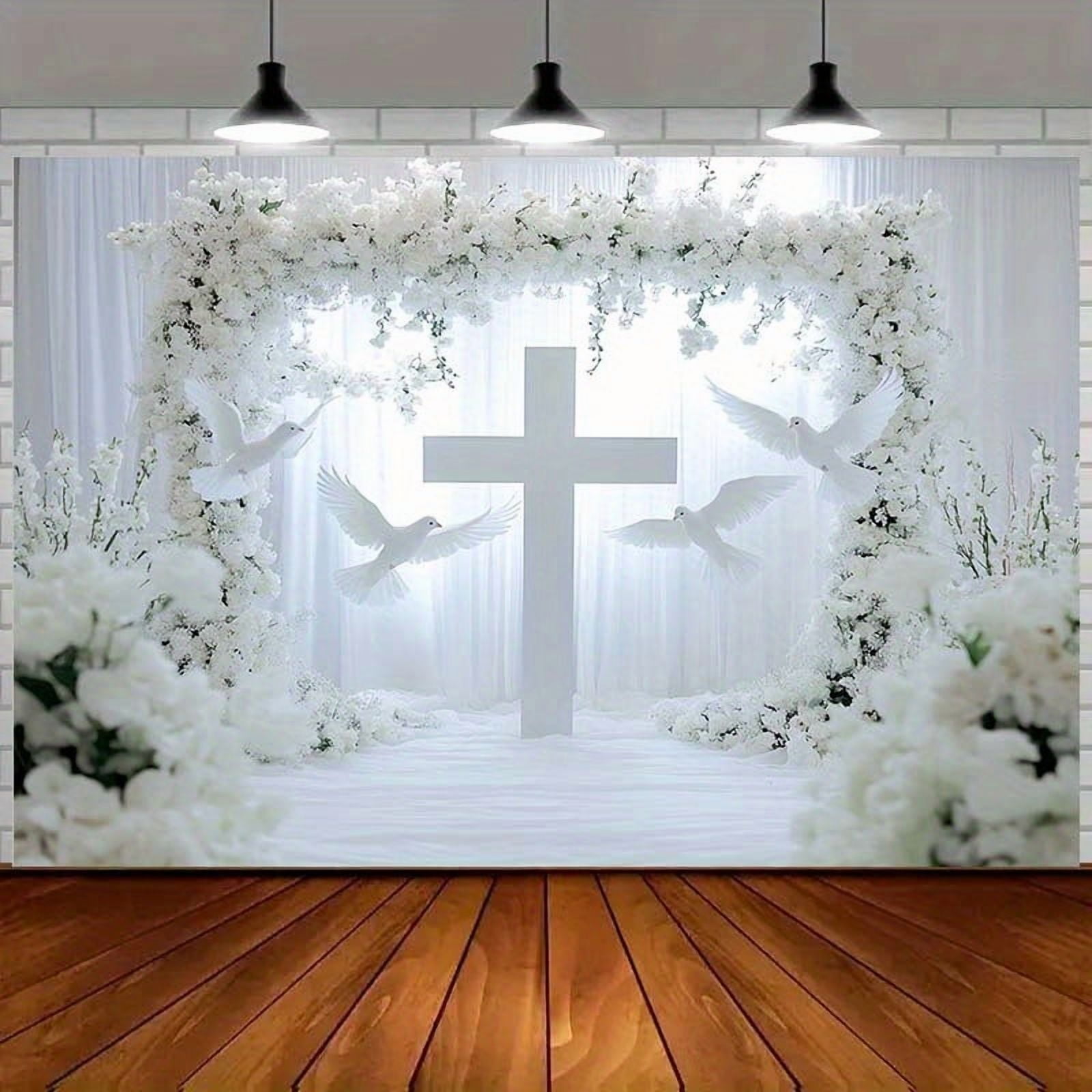 SUNESTOWEL Floral Arch Wedding Backdrop Photography Background (White, 7x5 ft) fu2tj
