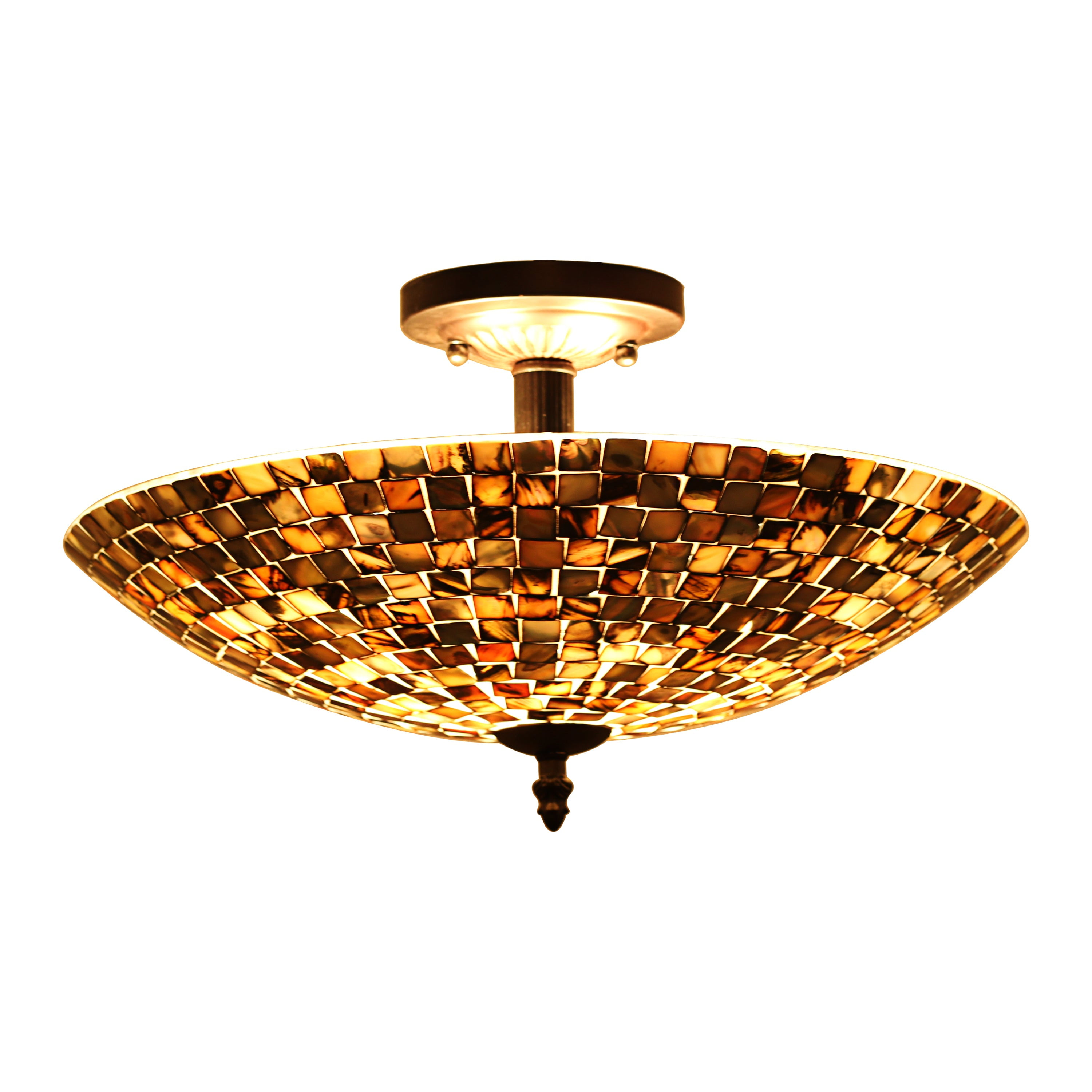 Radiance Goods Mosaic-Style Semi-Flush Ceiling Fixture, Decorative Seashell Accent Lighting (16 in Wide) vqa9r