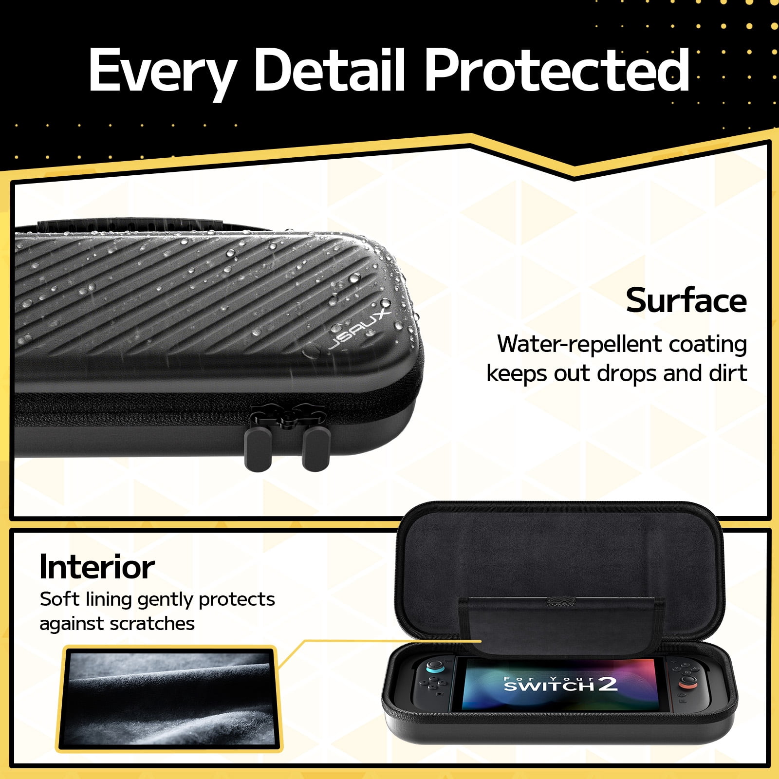 JSAUX Carrying Case for Nintendo Switch 2 Hard Shell Protective Travel Organizer (Black) 97m81