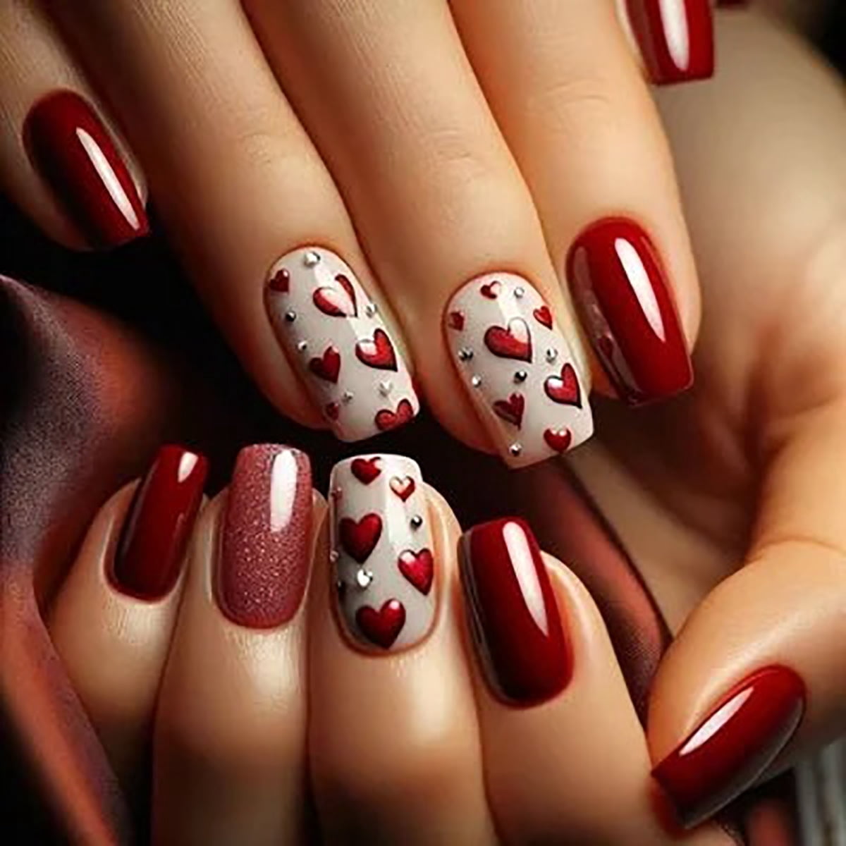 CurvLife Romantic Red Press-On Nails (Medium Square, 24 Count) b1t9k