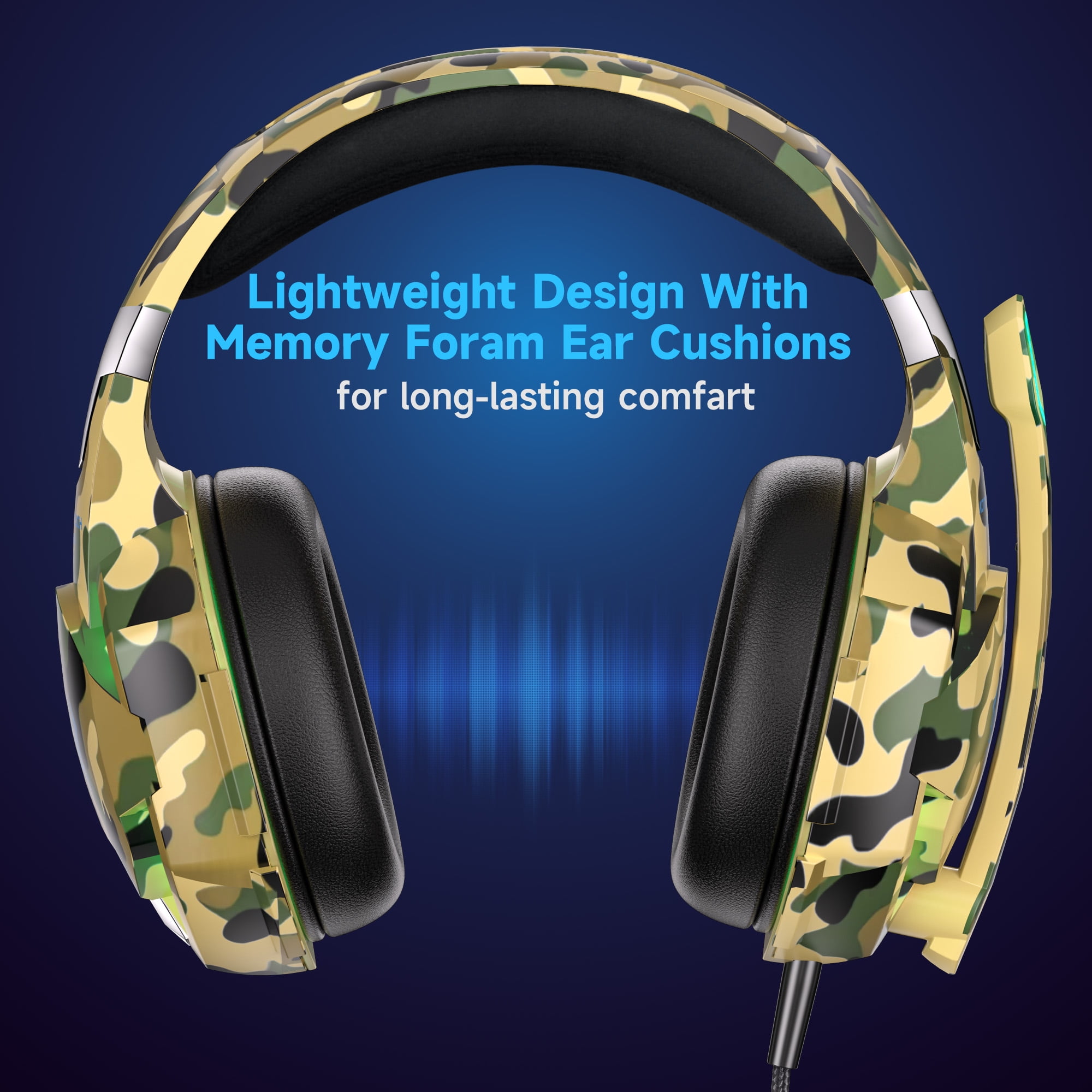 UHM Gaming Headset with Noise-Canceling Microphone and 7.1 Surround Sound (Yellow, 1 Unit) 51z48