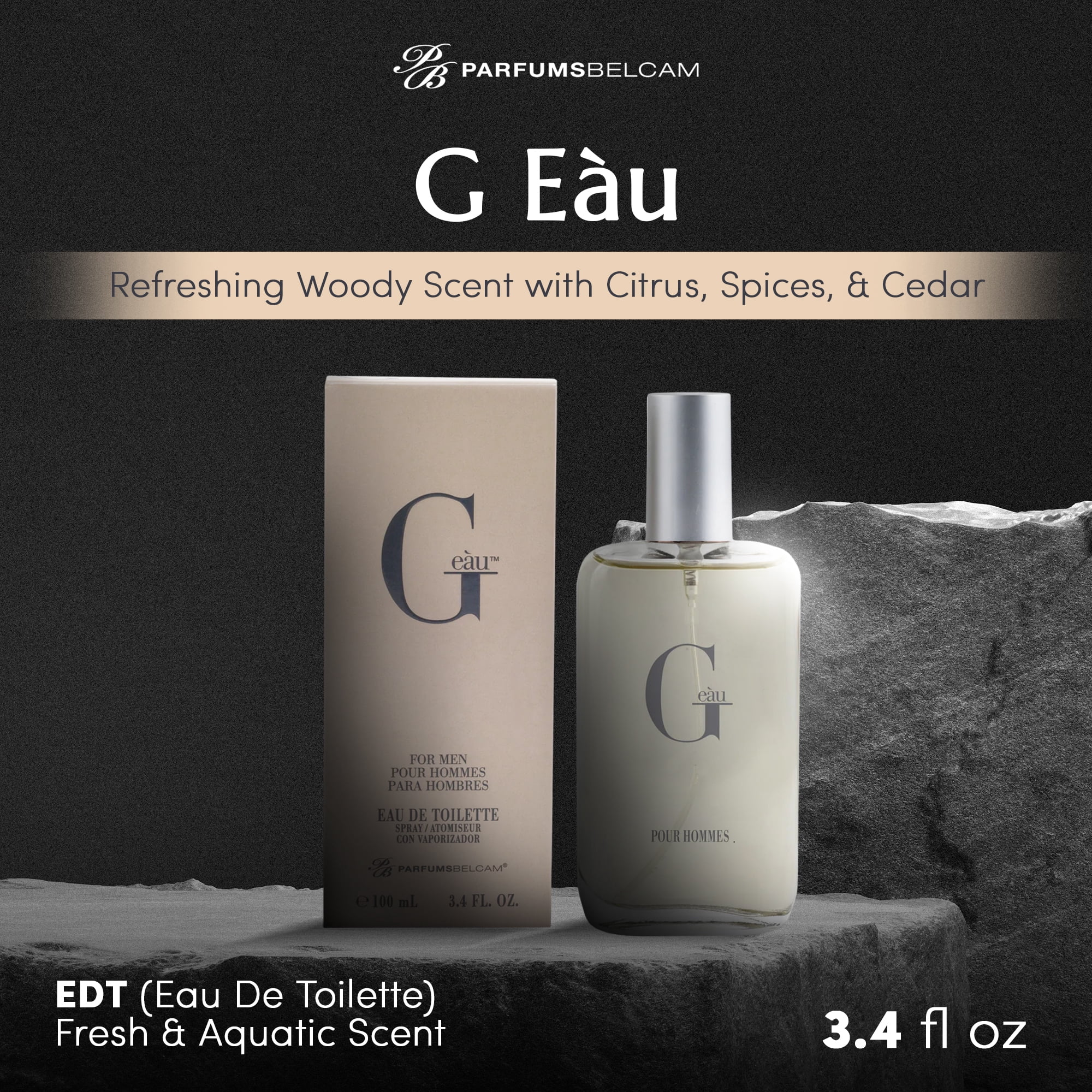 Belcam G’eàu Eau De Toilette Men’s Cologne, Long-lasting Fragrance (3.4 fl oz) 1zse2
