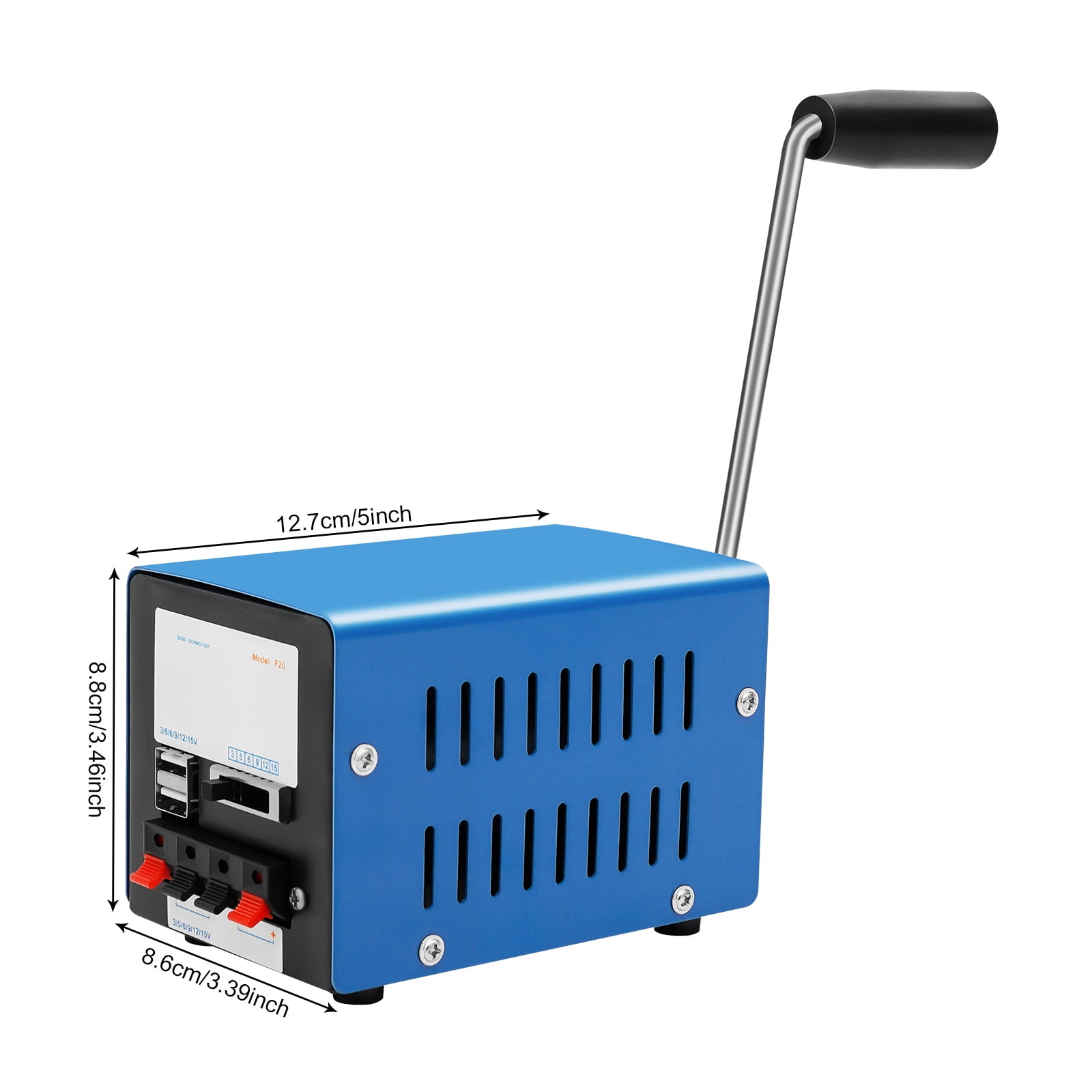 Peakora Hand Crank Generator 20W Portable Manual Power Supply for Emergency Camping (5 in x 3.39 in x 3.46 in) nl8z2