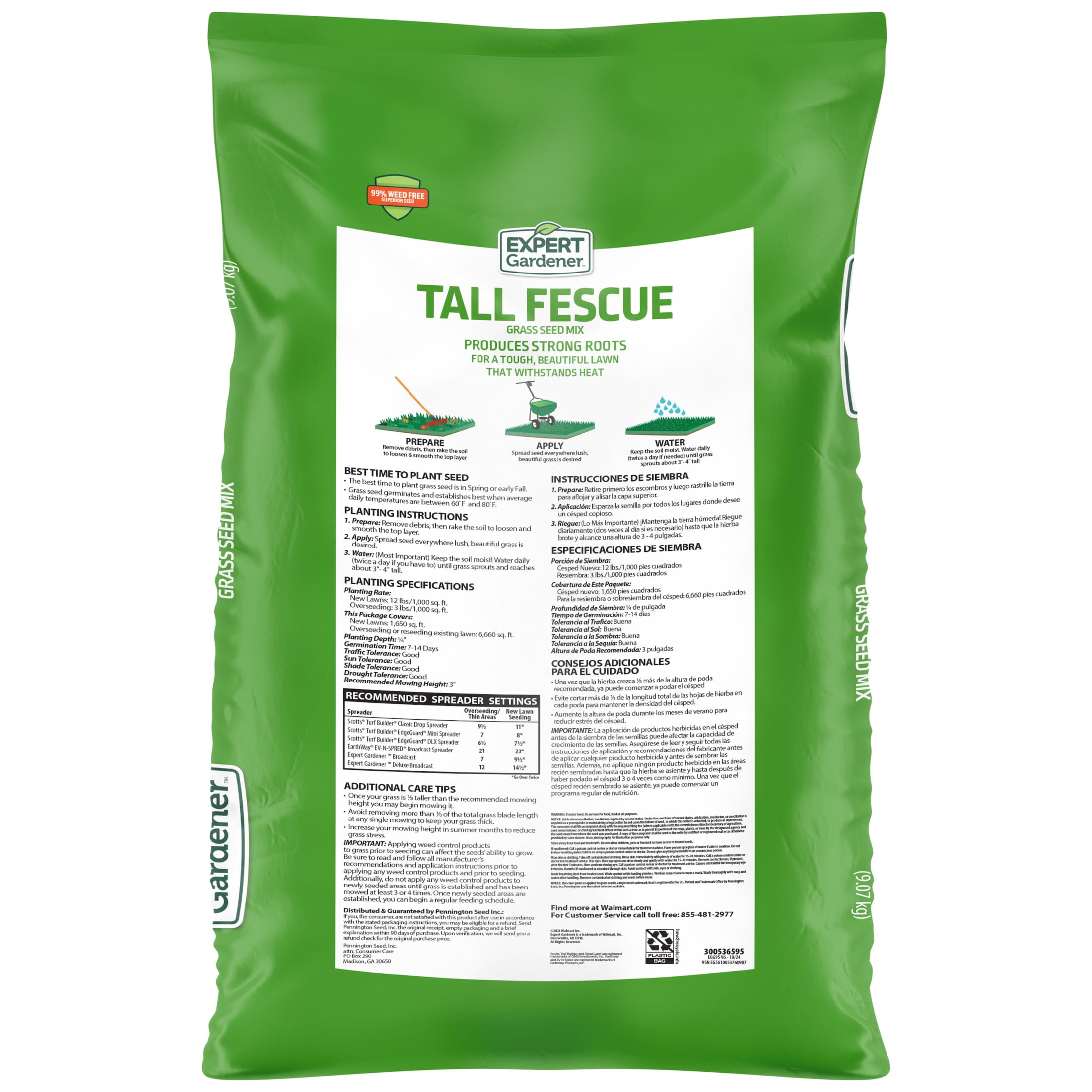 Expert Gardener Tall Fescue Grass Seed Mix (Sun to Partial Shade, 20 lb) m11y6
