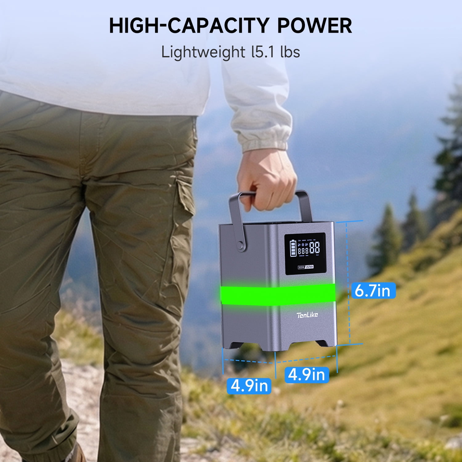 UDH Portable Power Station 300W 257Wh Solar Generator with PD 100W Fast Charge and LED Light (Black, 5.51 lb) obkof