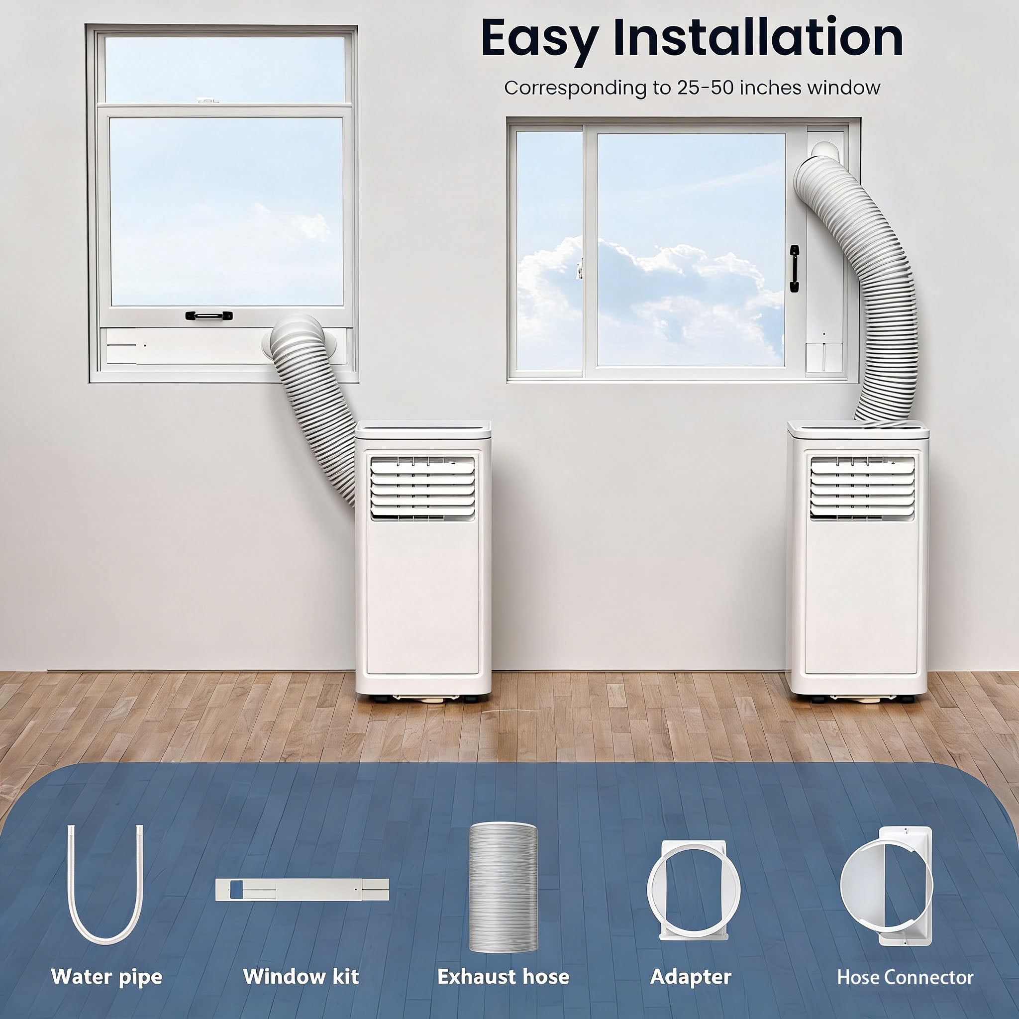 Moifoi 8000 BTU Portable Air Conditioner, 3-in-1 Cooling, Dehumidifying, and Fan Unit for Rooms up to 350 sq ft (White) oq3ou