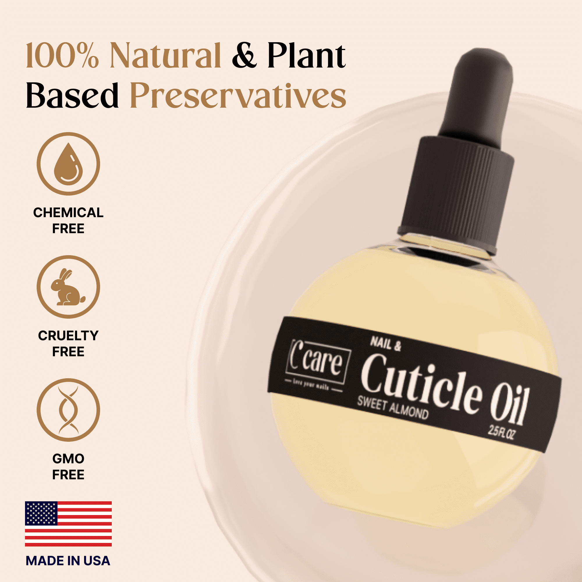 C CARE Sweet Almond Cuticle Oil for Nail Repair and Hydration (Clear, 2.5 oz) mdtbq