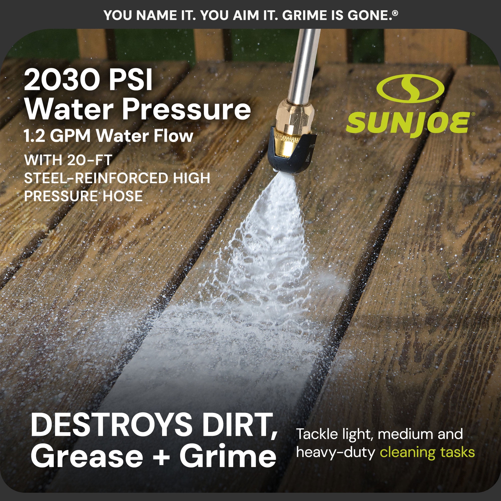 Sun Joe Electric Pressure Washer (2030 PSI, 1.2 GPM) with Dual Detergent Tanks and 5 Quick-Connect Nozzles q7shf