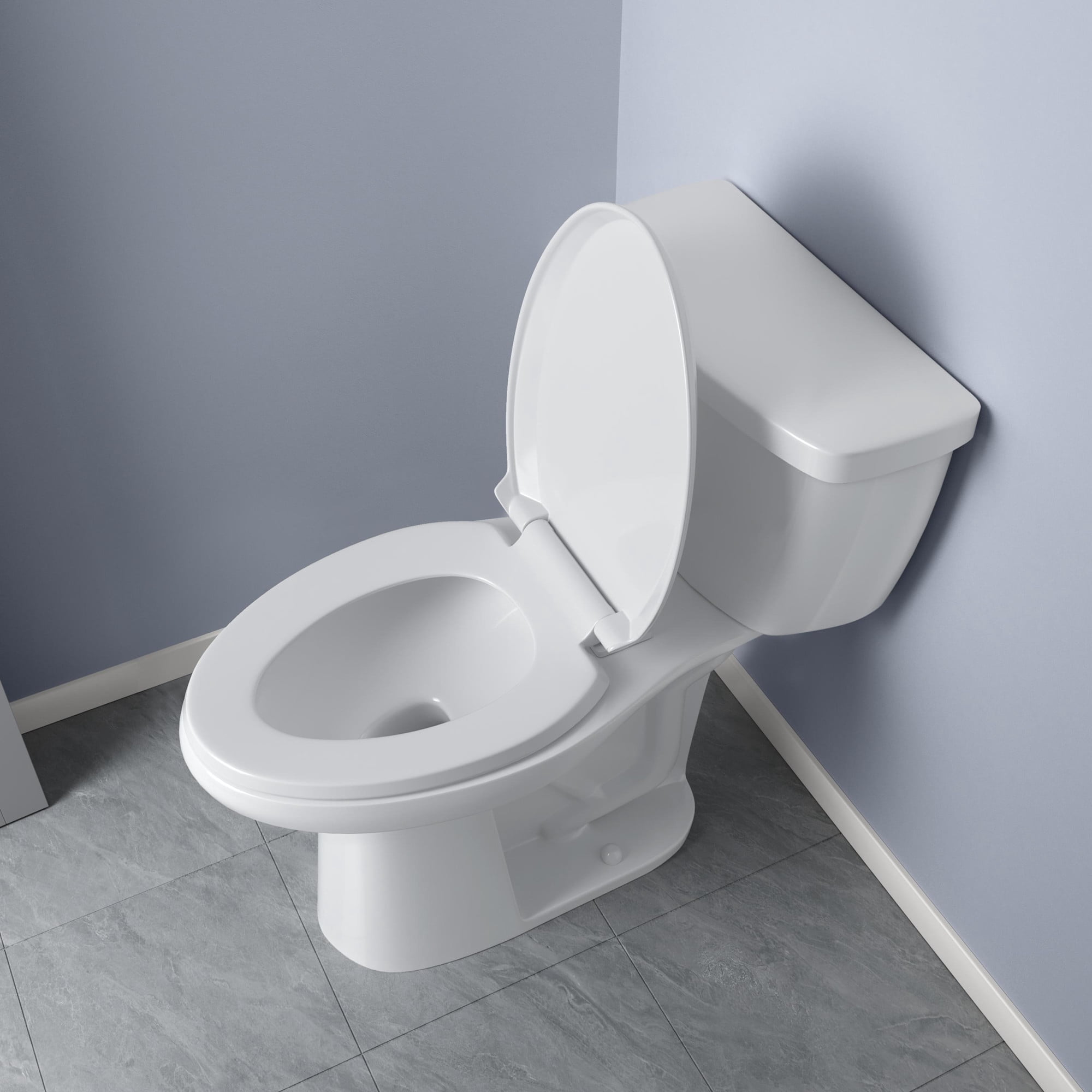 PROFLO Elongated Toilet Seat with Slow Close Hinge and Anti-Slip Pads (White, 18.5 in x 14 in) upyry