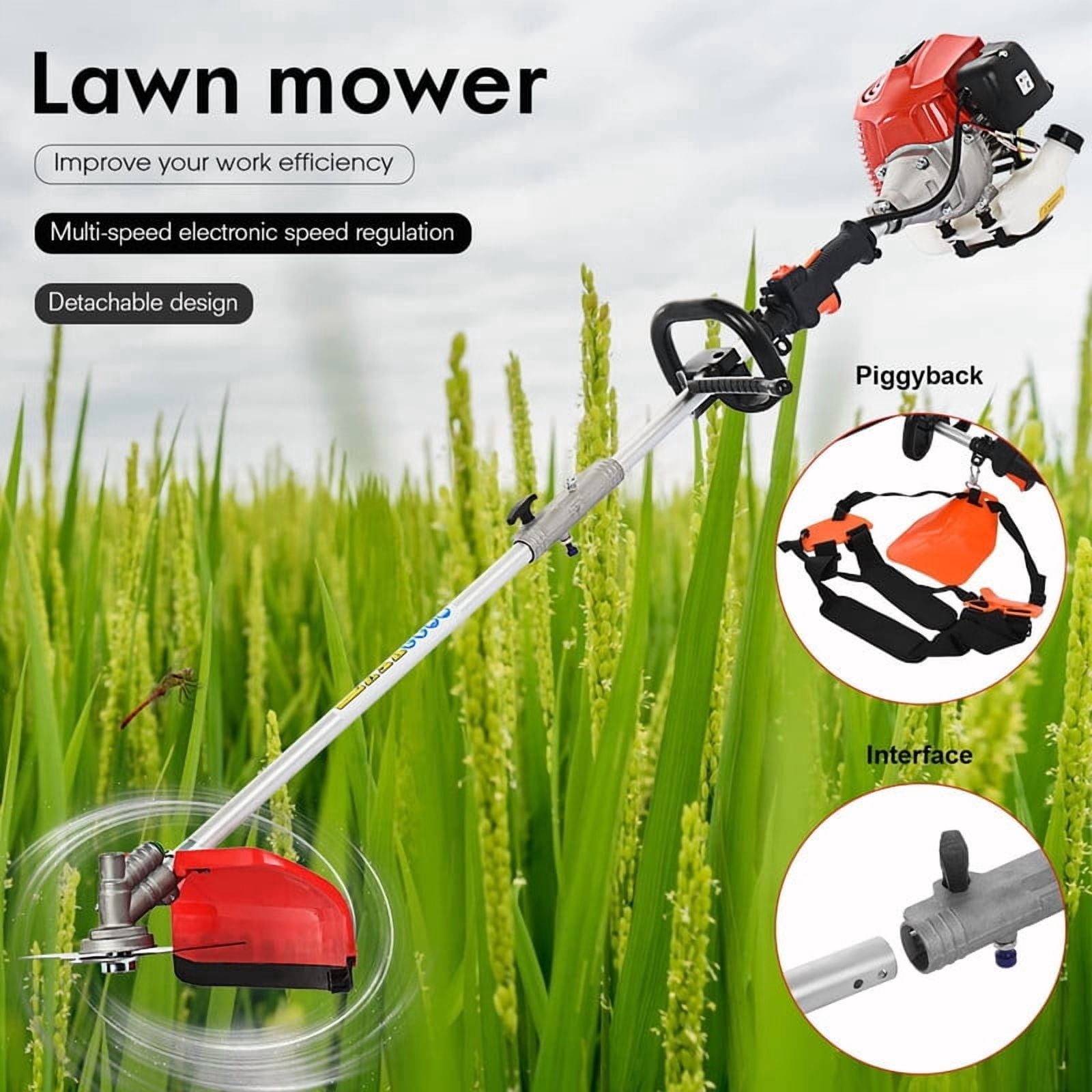 Mohsoe 5-in-1 Gas Powered Garden Trimmer and Brush Cutter (Red, 52cc) nudgk