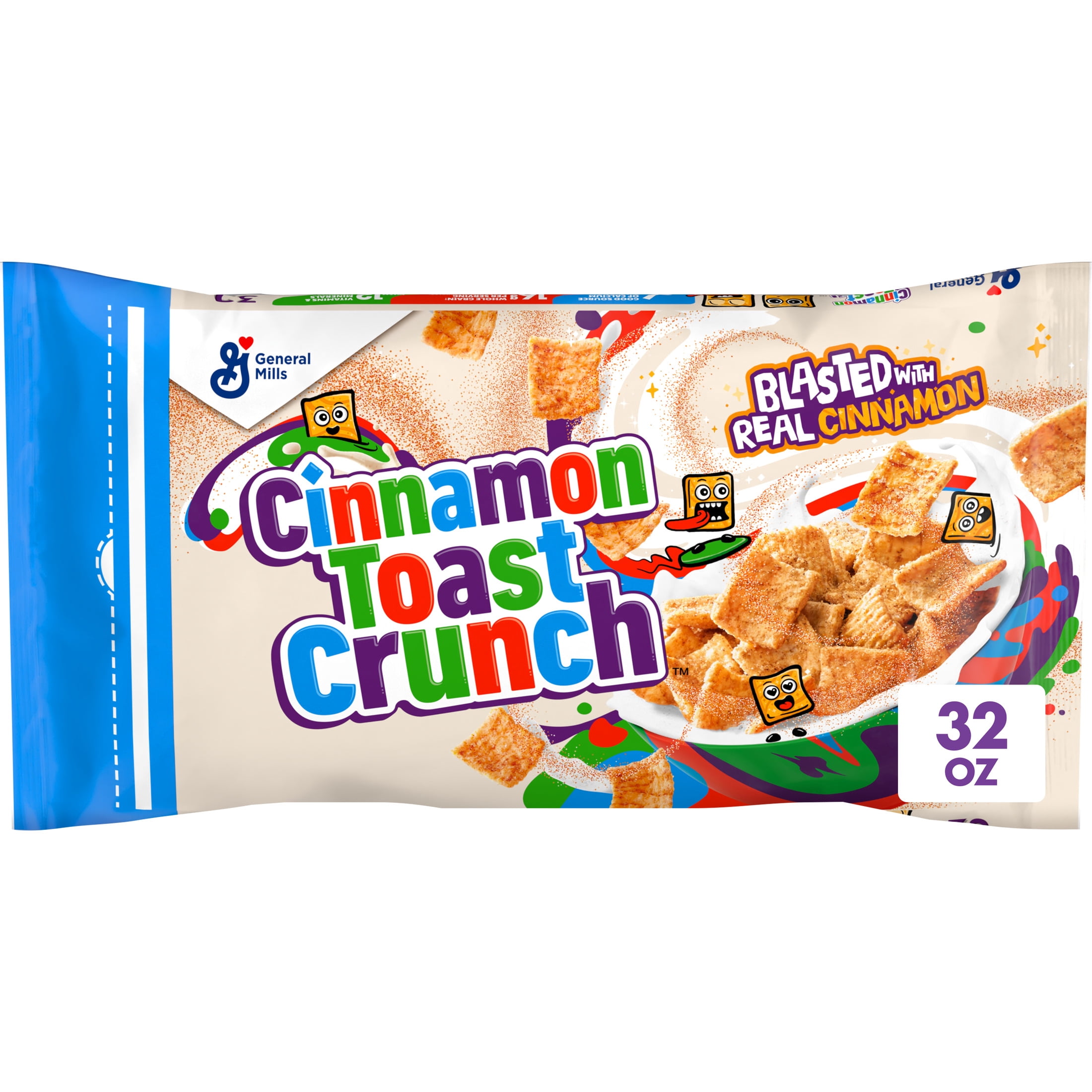 Cinnamon Toast Crunch Breakfast Cereal, Crispy Whole Grain Cinnamon Sugar Squares (32 oz) z0gkb