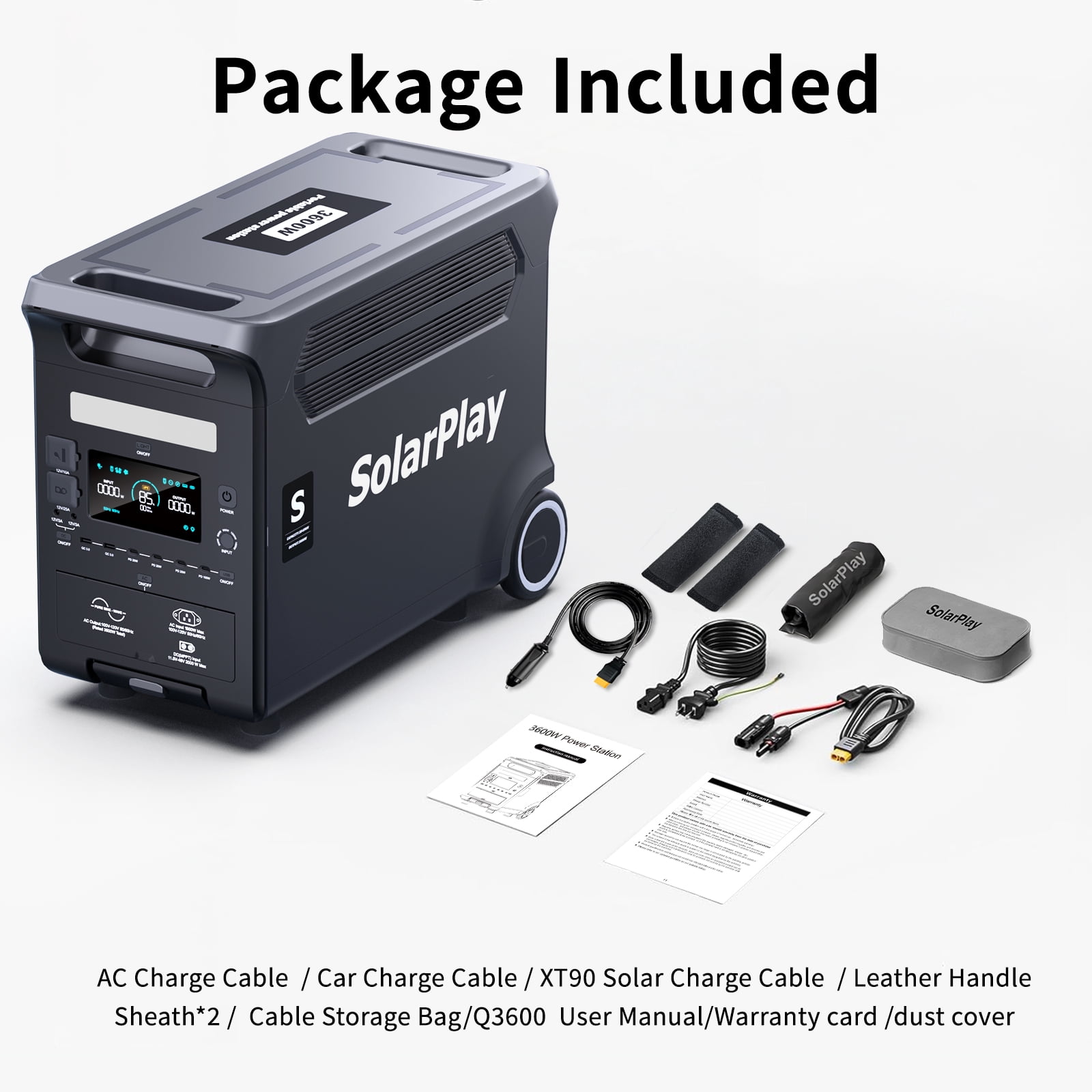 SOLARPLAY Portable Power Station 3600W LiFePO4 Battery Solar Generator (Black, 3840Wh) rcb9l