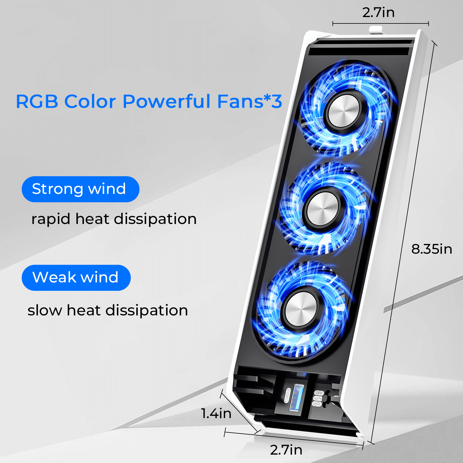 BRHE PS5 Cooling Fan with LED Light and 3 Quiet Fans (Black, 1 Pack) 9zfgt