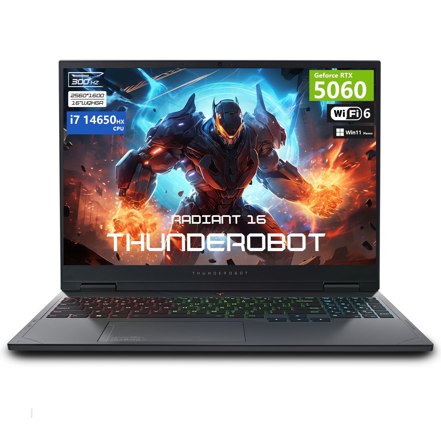 ThundeRobot Radiant 16 Gaming Laptop, Intel Core i7-14650HX, NVIDIA GeForce RTX 5060, 16GB DDR5 RAM, 512GB SSD, 16 in QHD+ 300Hz Display (Grey) i3et1