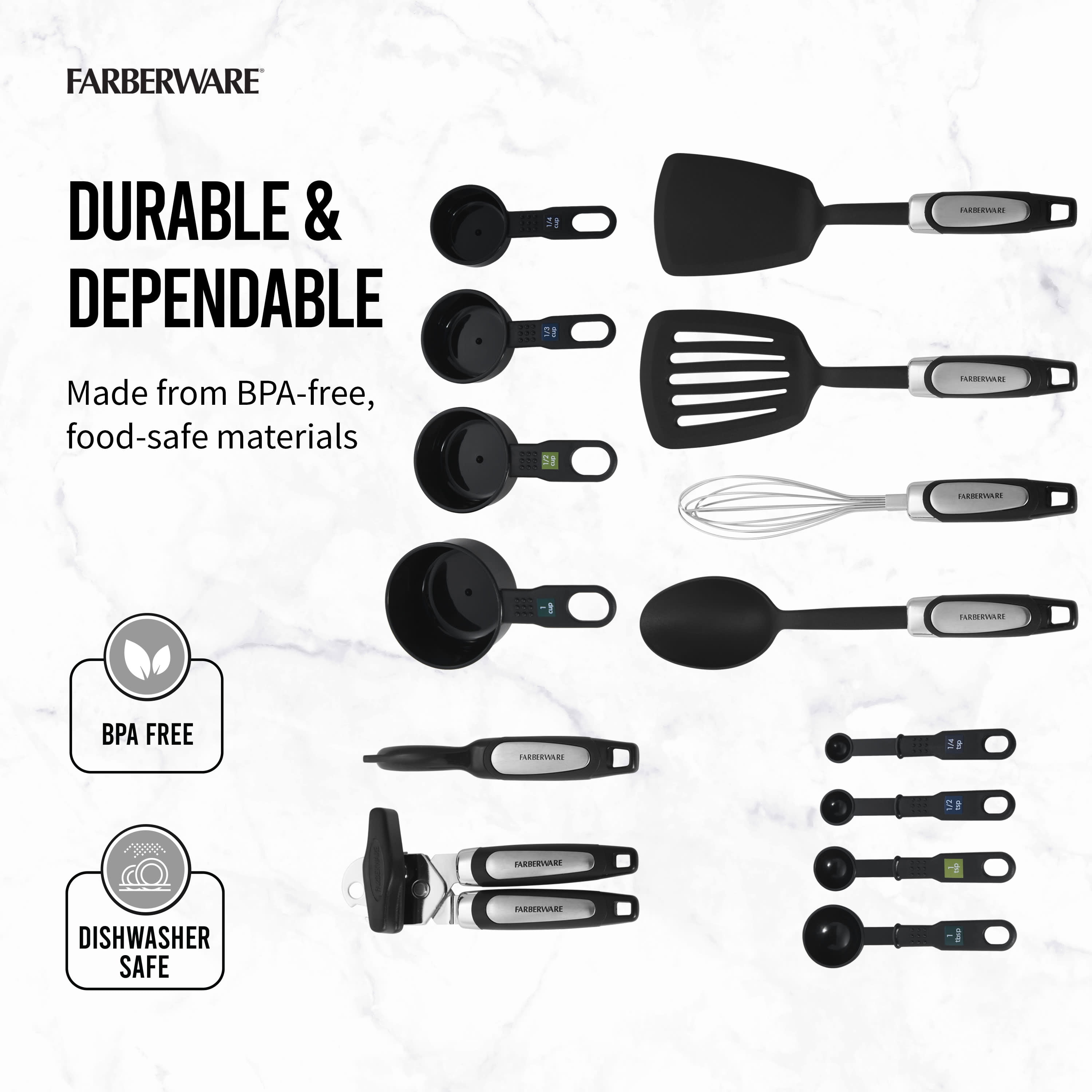 Farberware Professional Kitchen Tool and Gadget Set (Black, 14-Piece) d1hgj - Image 3
