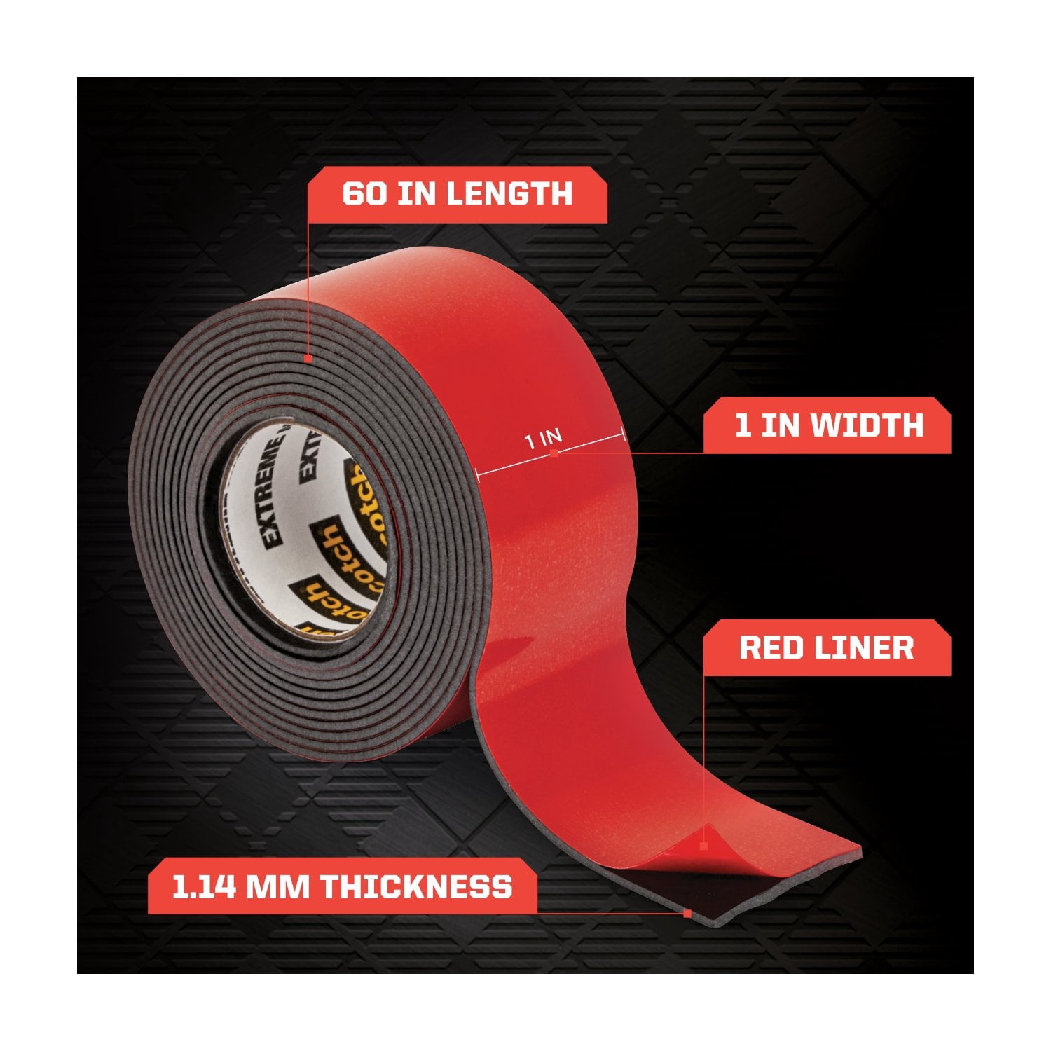 Scotch Extreme Double-Sided Mounting Tape, Heavy-Duty Industrial Adhesive for Indoor and Outdoor Use (Black, 1 in x 60 in, 3 Pack) pmu2a