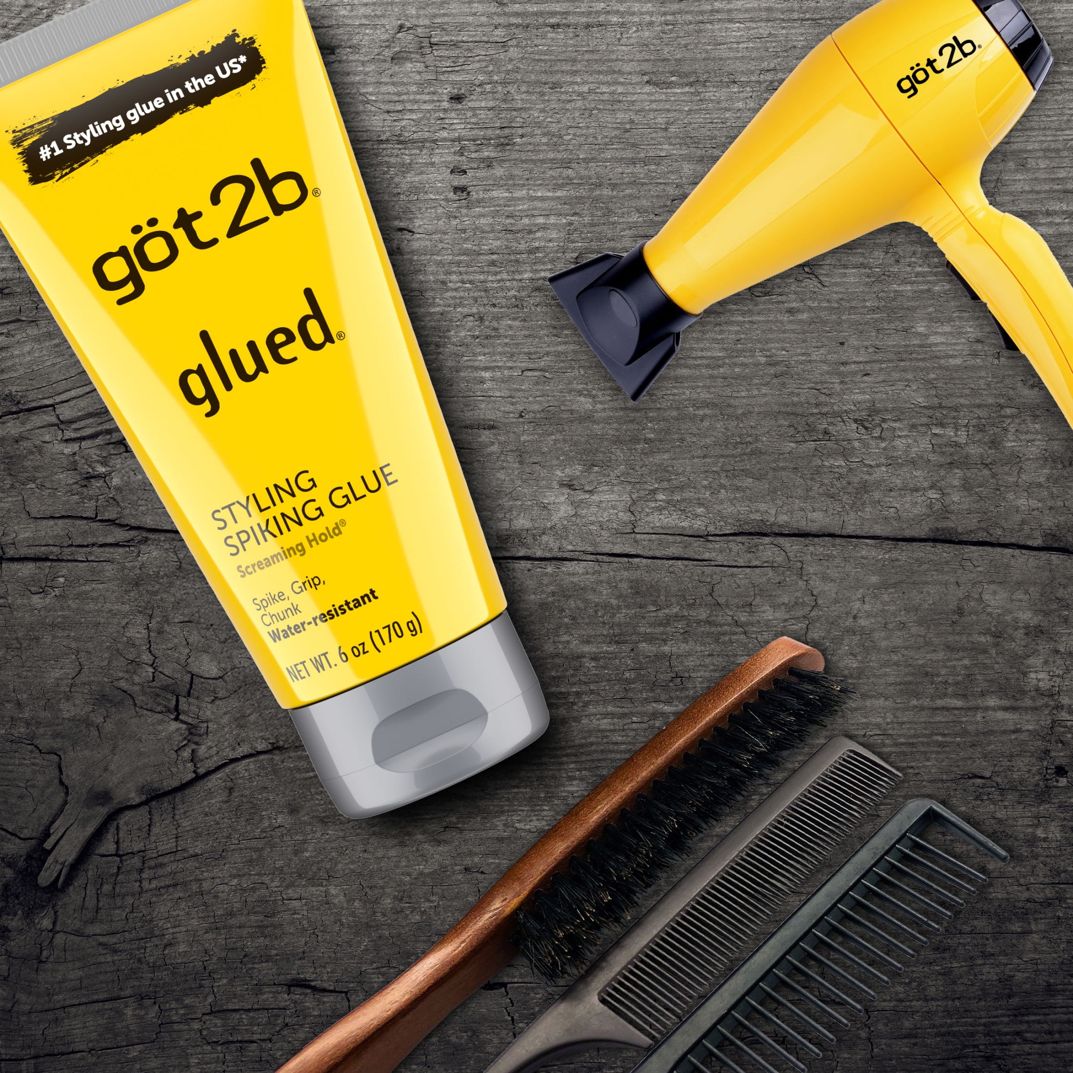 got2b Glued Styling Spiking Hair Gel, Water-Resistant, Screaming Hold for Bold Hairstyles (6 Pack, 6 oz) m7xb7