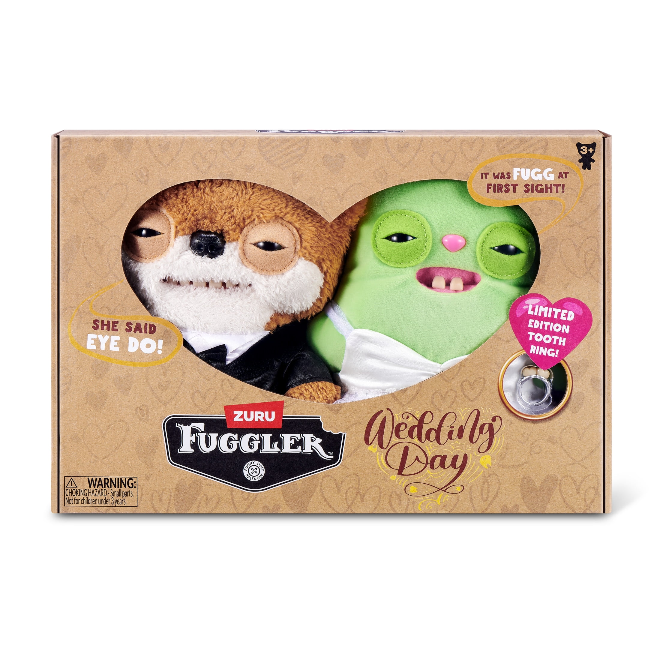 Fuggler Wedding Fuggs Plush Toy Set, Funny Ugly Monster Stuffed Animals (2-Pack, 9 in) bgynh