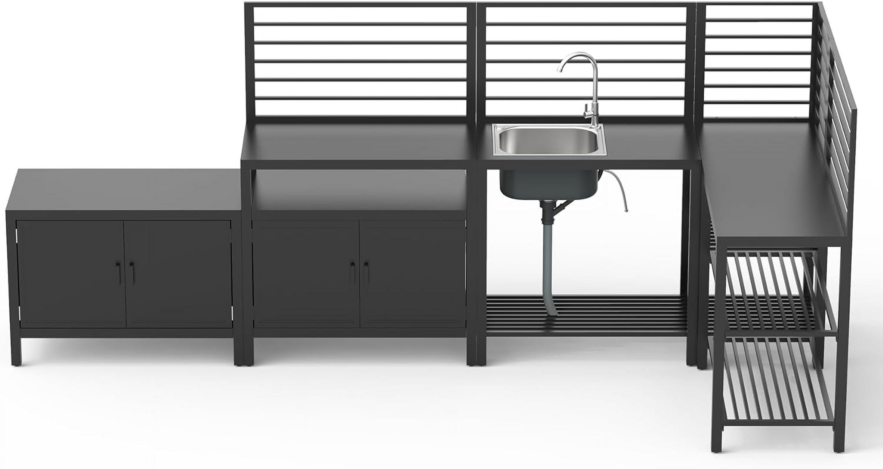 Domi Outdoor Living 5-Piece Modular Outdoor Kitchen Set, Aluminum Storage Islands with Sink and Grill Cabinet (Grey, 5-Piece Set) 4p2rp