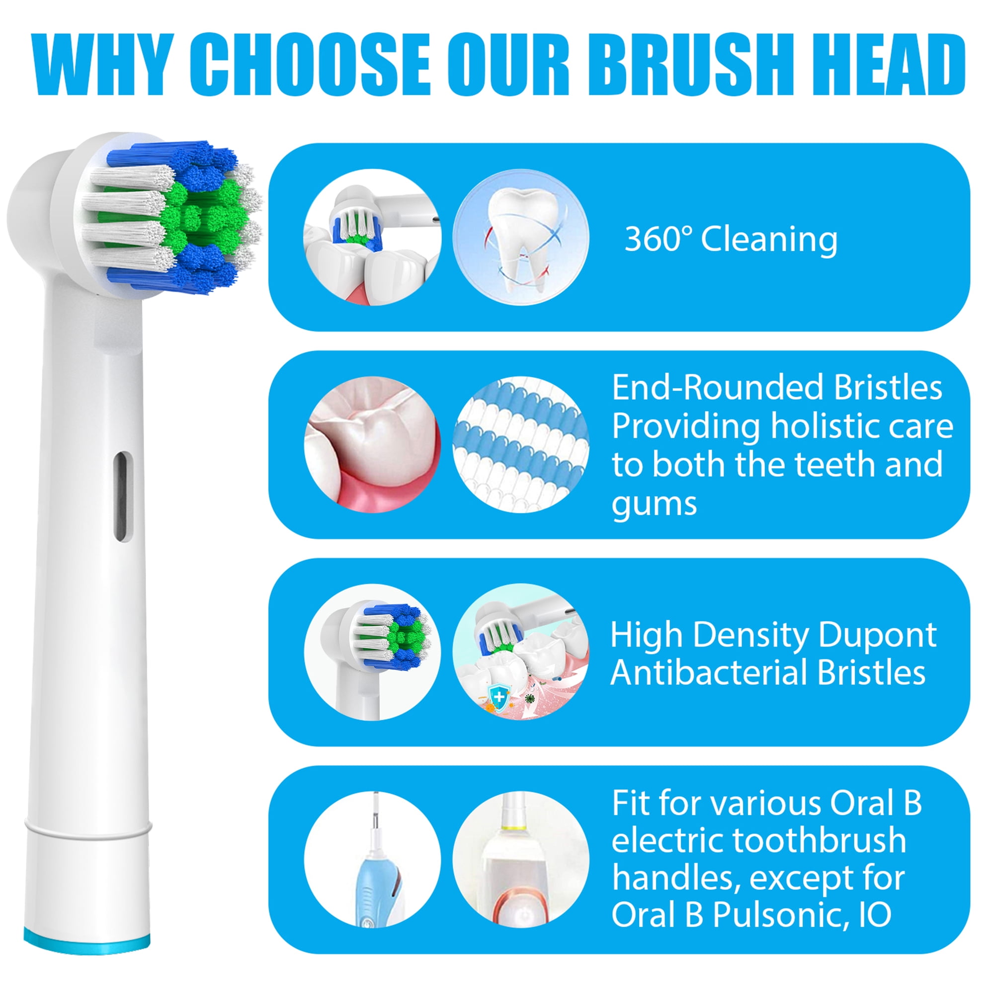 GENKENT Replacement Toothbrush Heads Compatible with Oral-B Braun, Precision Clean Electric Toothbrush Refills (Brown, 20 Pack) t0qa6
