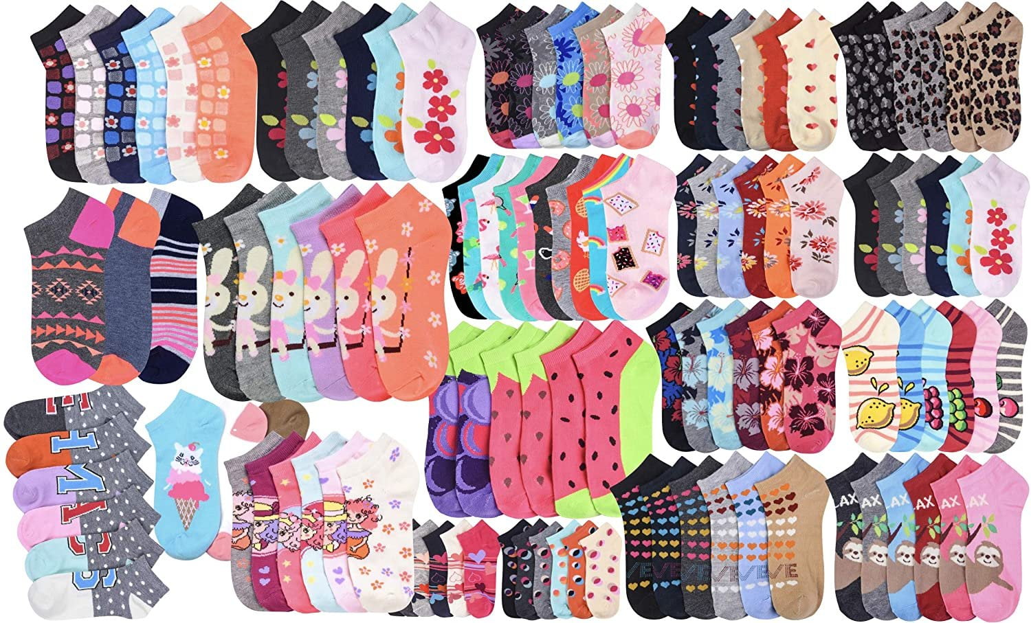 ToBeInStyle Girls' Low Cut Ankle Socks Mystery Assortment (Multi-Color, 12 Pairs, Size 6-8) ehglf