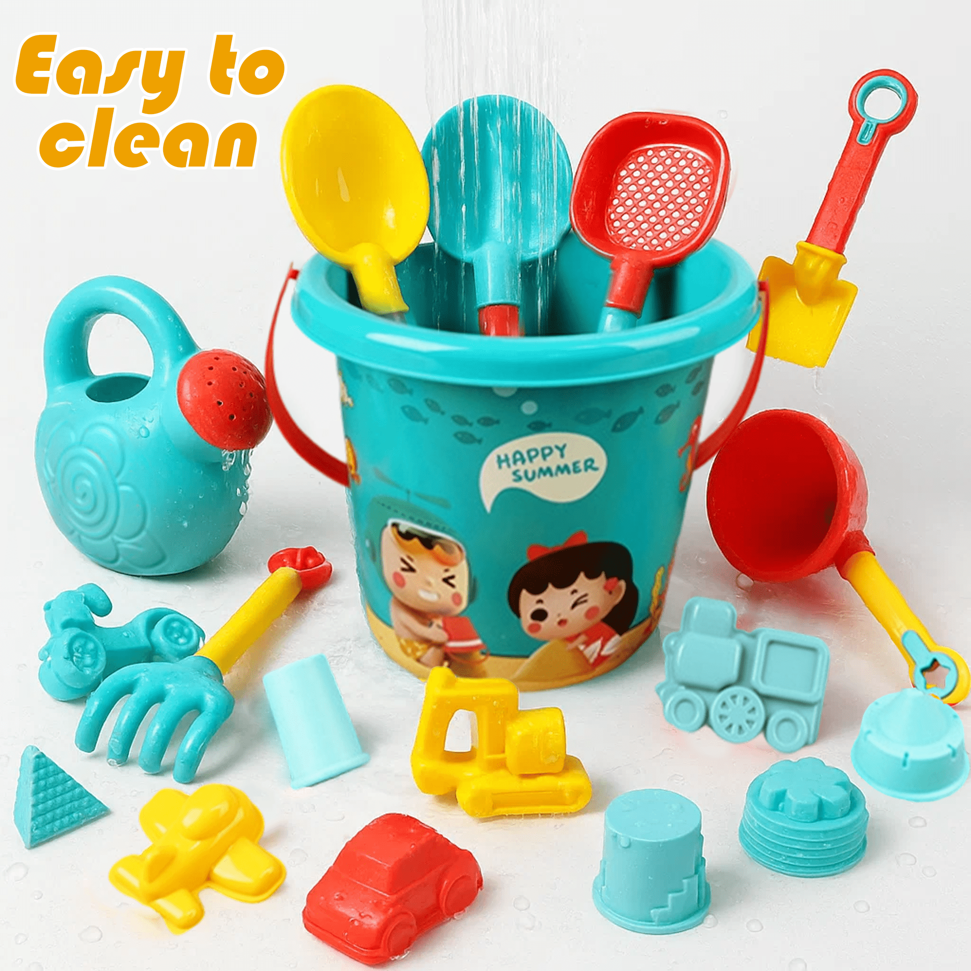 KEYAHAPPY 18-Piece Sand Toy Set for Beach and Sandbox Play (Multicolor, 18-Piece Set) jzusv