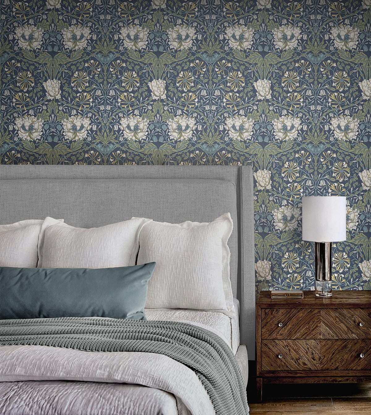 NextWall Ogee Flora Peel and Stick Wallpaper (Floral, 20.9 in. W x 18 ft. L) yigvj